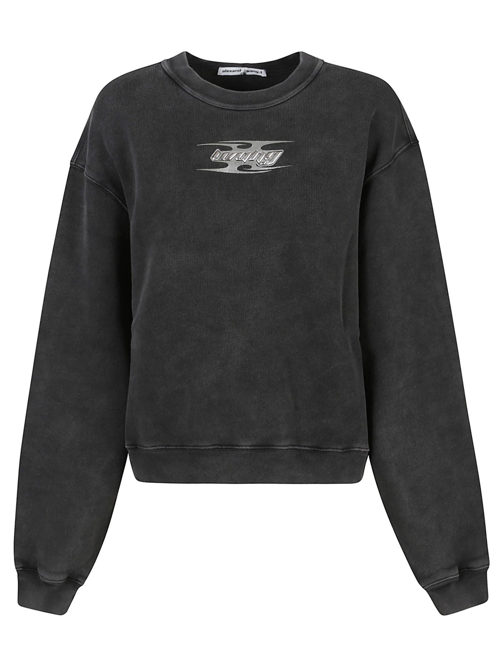 T By Alexander Wang Portuguese Cotton Blade Logo Sweatshirt in Black Lyst