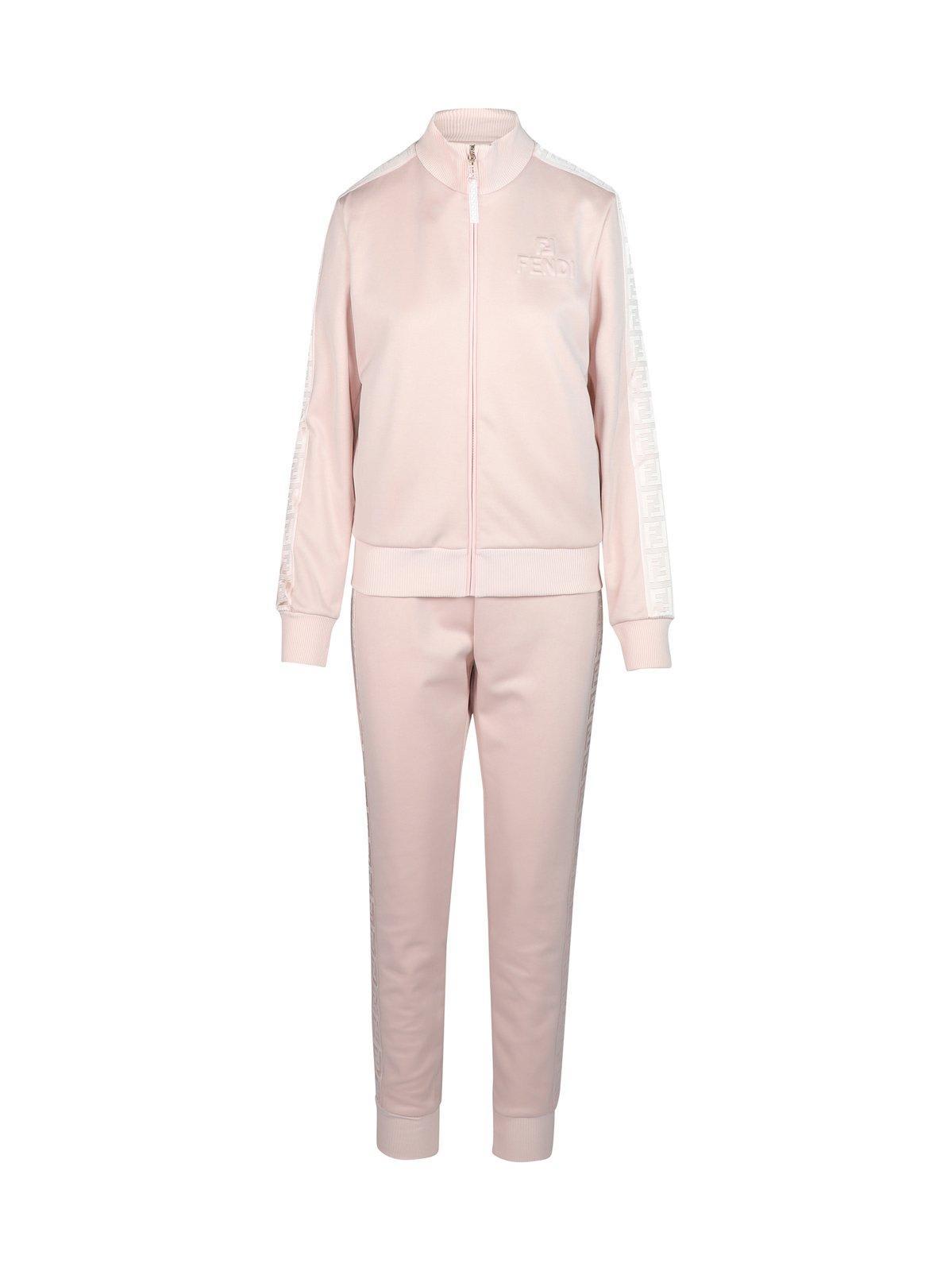 Fendi Logo Embossed Zipped Tracksuit in Pink | Lyst