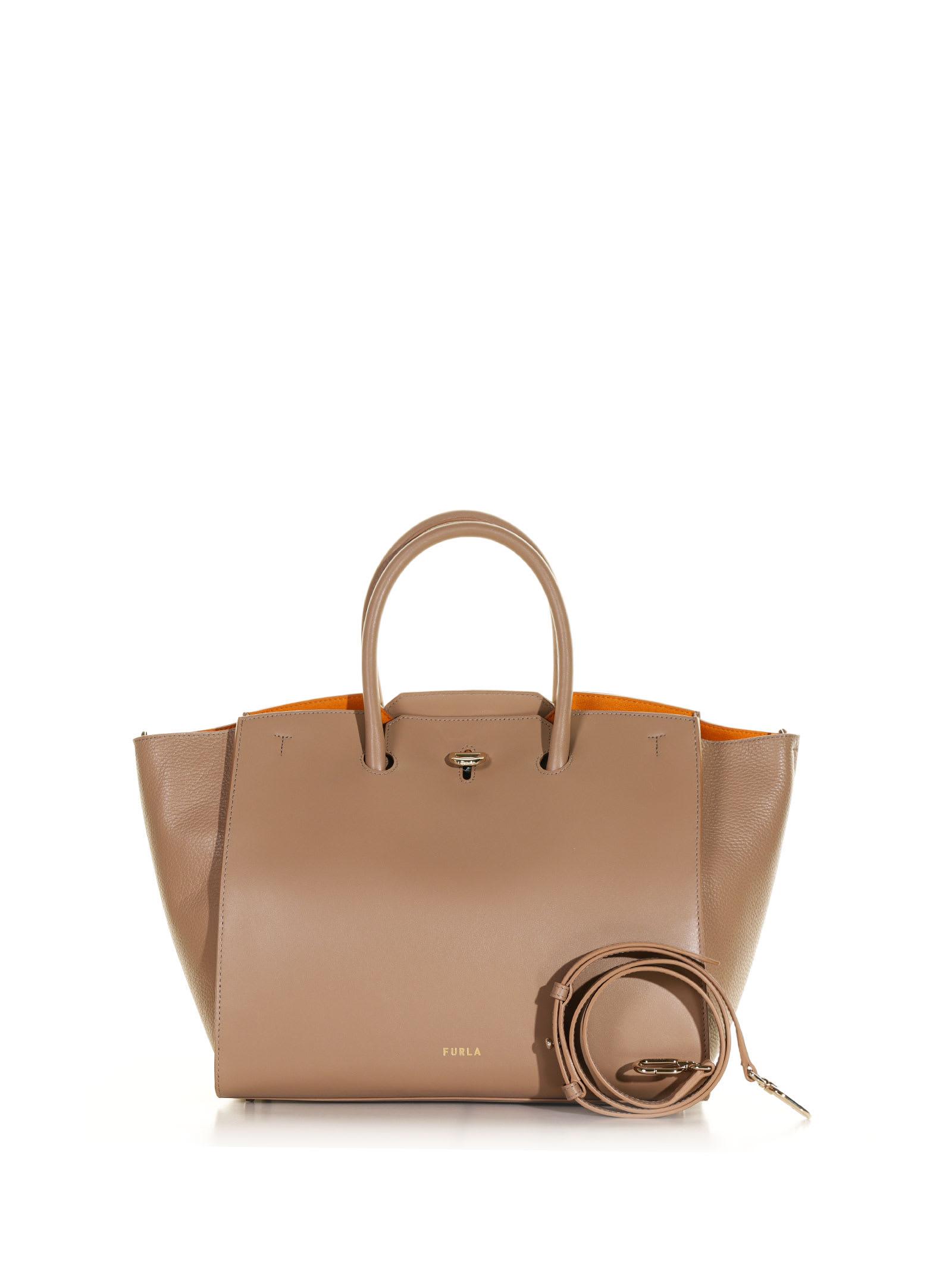 Furla Genesi L Leather Shopping Bag in Natural