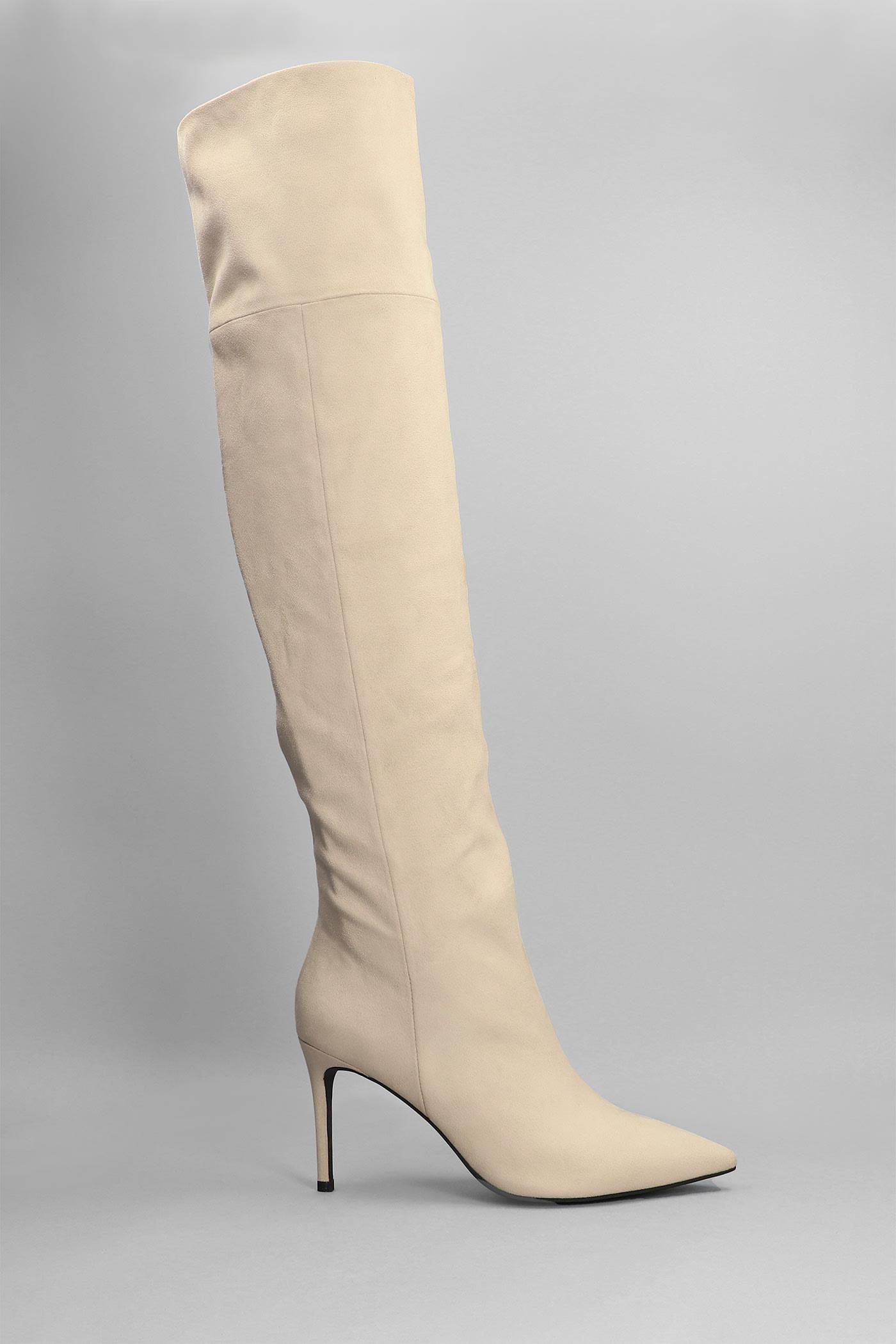 Jeffrey Campbell Pillar-hi High Heels Boots In Beige Suede in White | Lyst