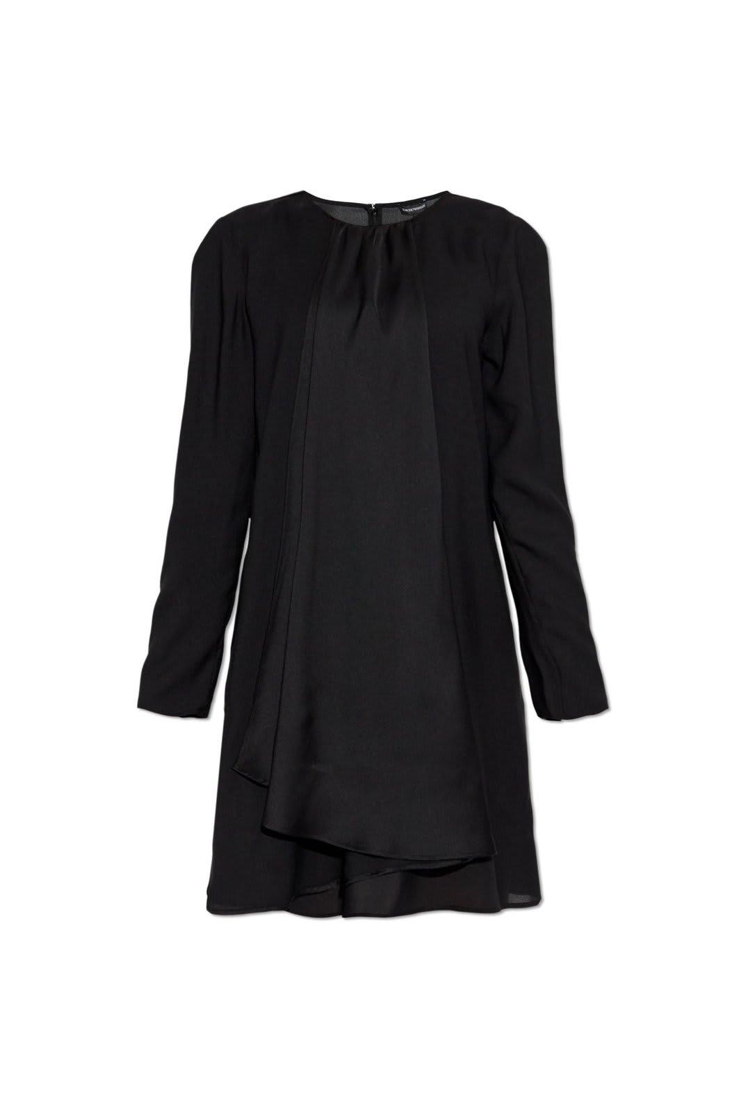 Emporio Armani Long Sleeve Dress in Black | Lyst