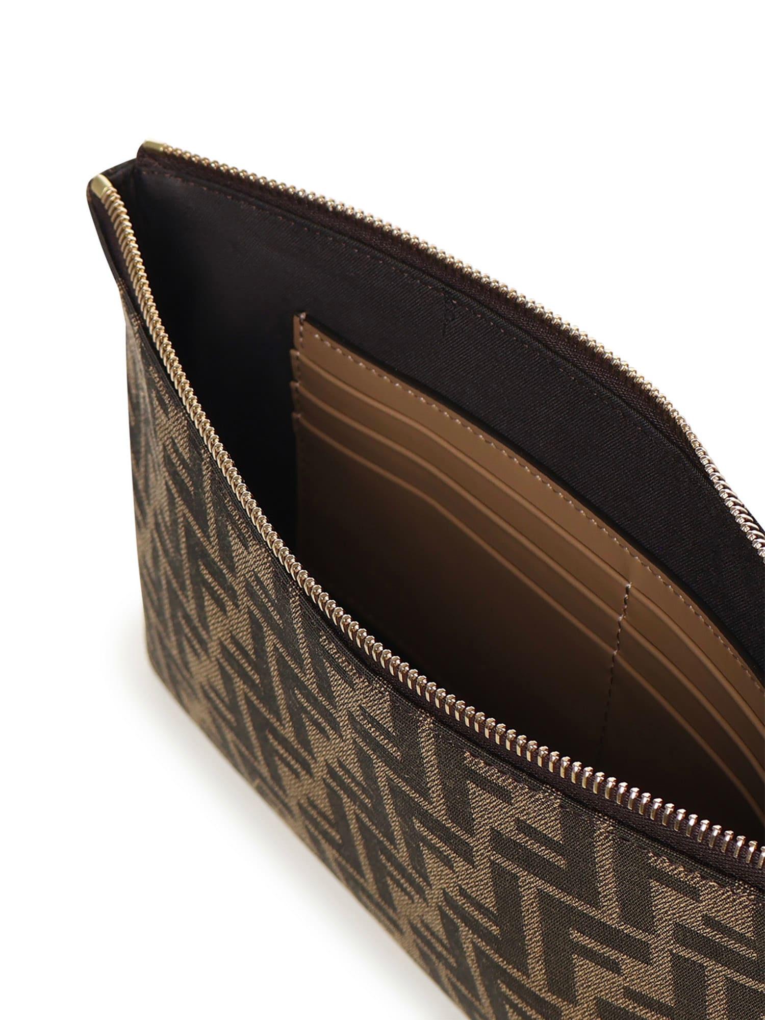 Fendi Medium Baguette Ff Jacquard Flat Pouch<Br in Brown