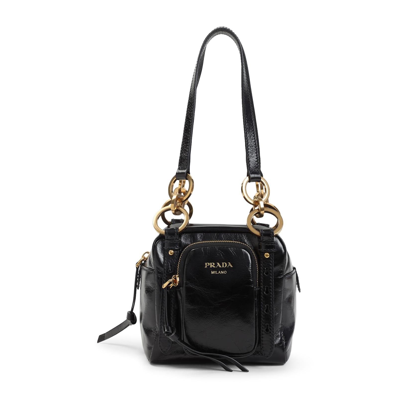 ハンドバッグ PRADA BLACK MINI PRADA DANGLE HANDBAG Black Prada Dangle leather top-handle mini-bag | PRADA