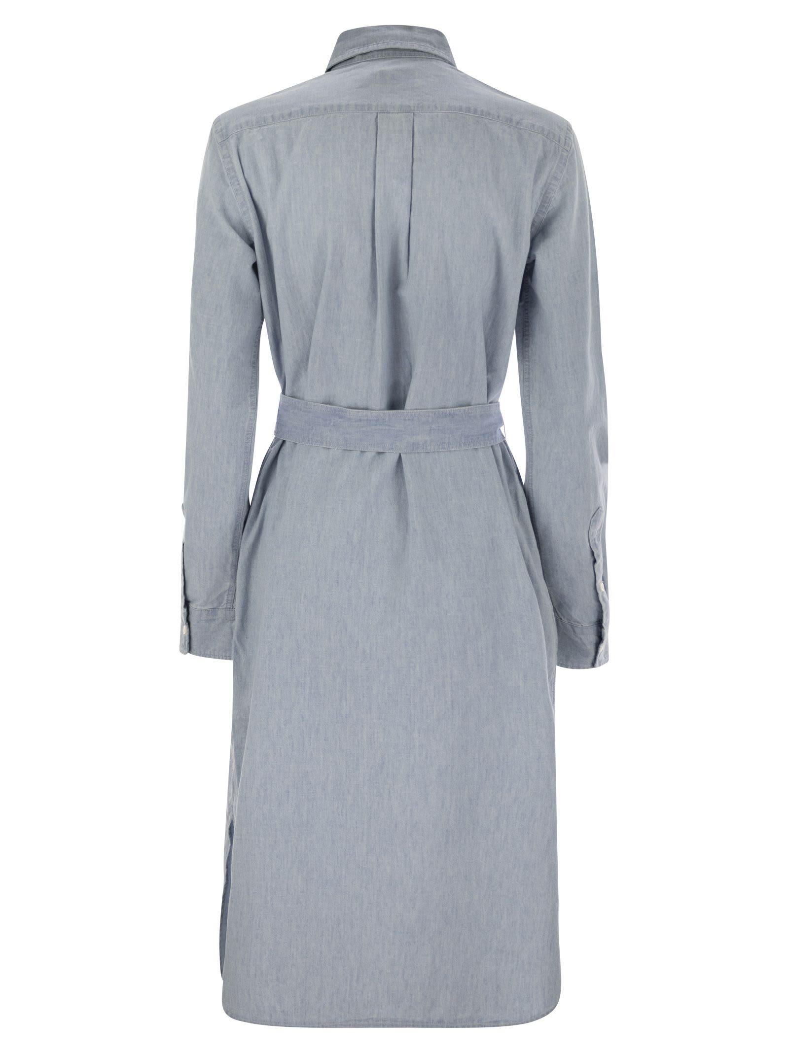 パーティードレス POLO RALPH LAUREN Cotton chemisier with belt White cotton dress with belt brand POLO RALPH LAUREN