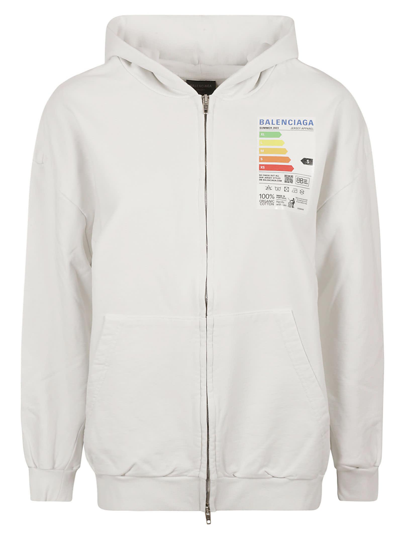 balenciaga white zip up hoodie