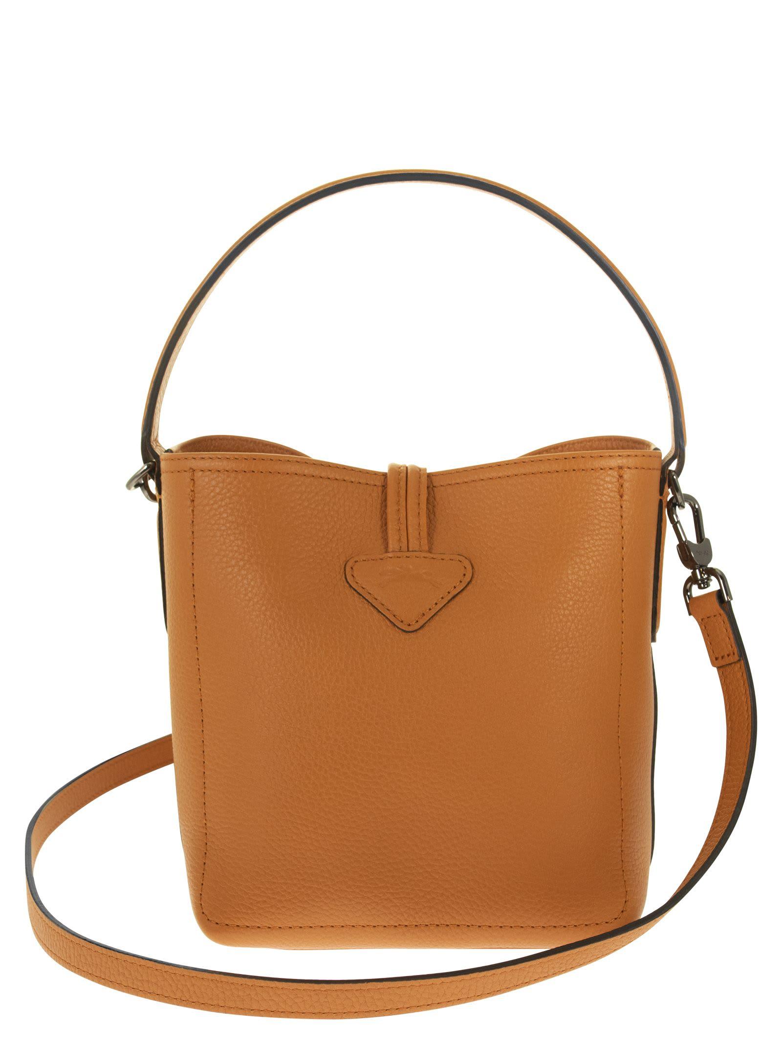 12872 LONGCHAMP Roseau Essential Small Leather Bucket Bag SIENNA