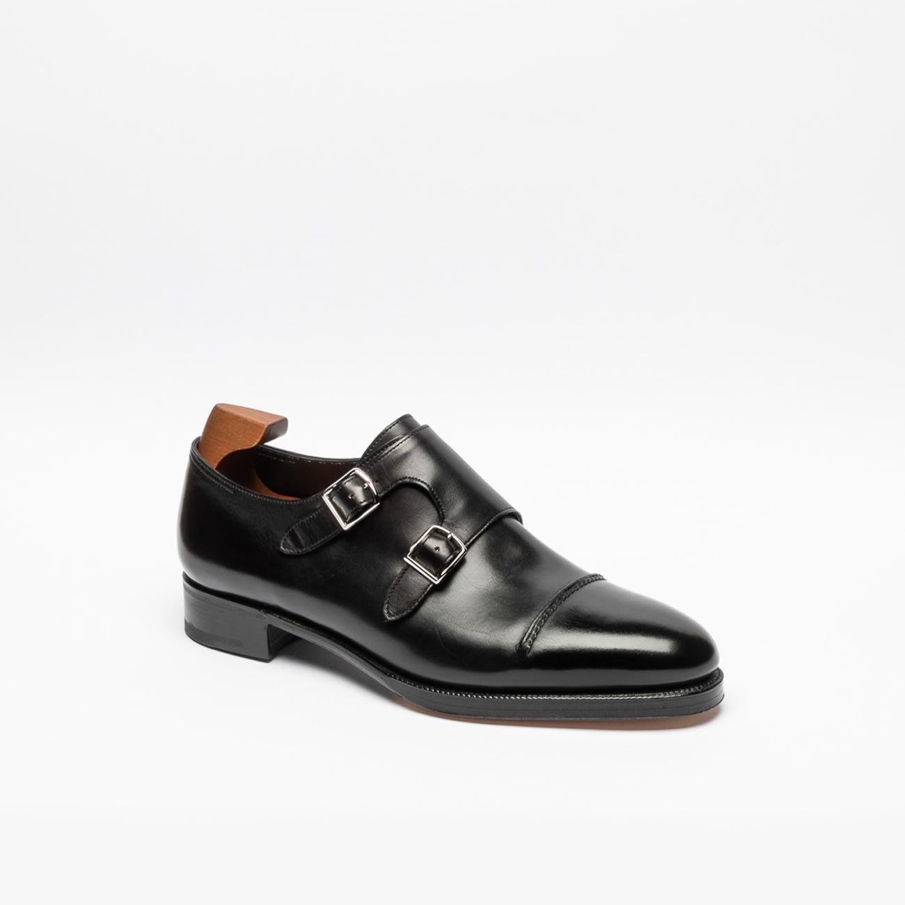 John Lobb Black Glazed Calf Monk Strap Shoe for Men Lyst