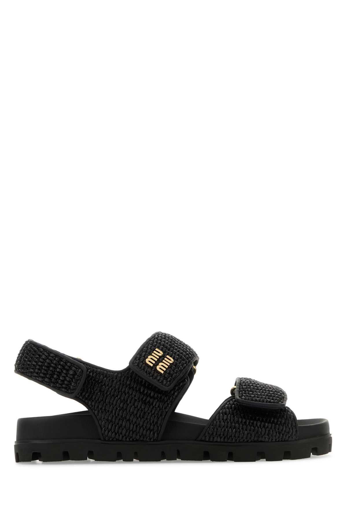 サンダル・ミュール MIU MIU Black Nappa Leather Sandals Miu Miu Black Nappa Leather Sandals | italist