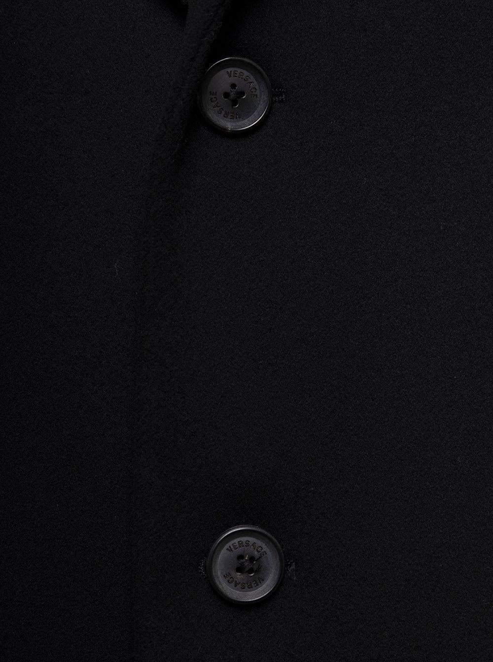Versace Coat In Virgin Wool Man in Black for Men | Lyst