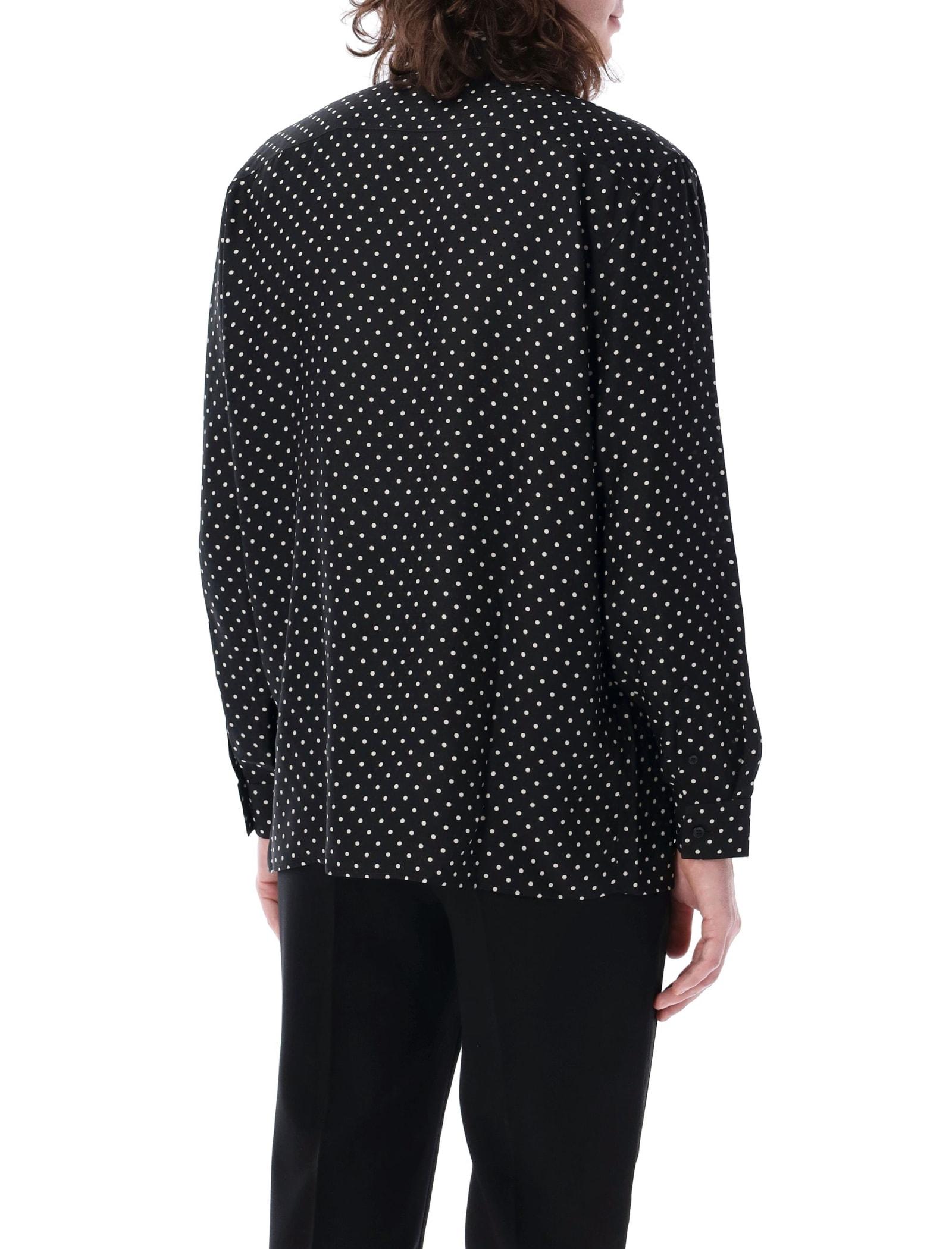Saint Laurent pussy-bow semi-sheer silk shirt - Black