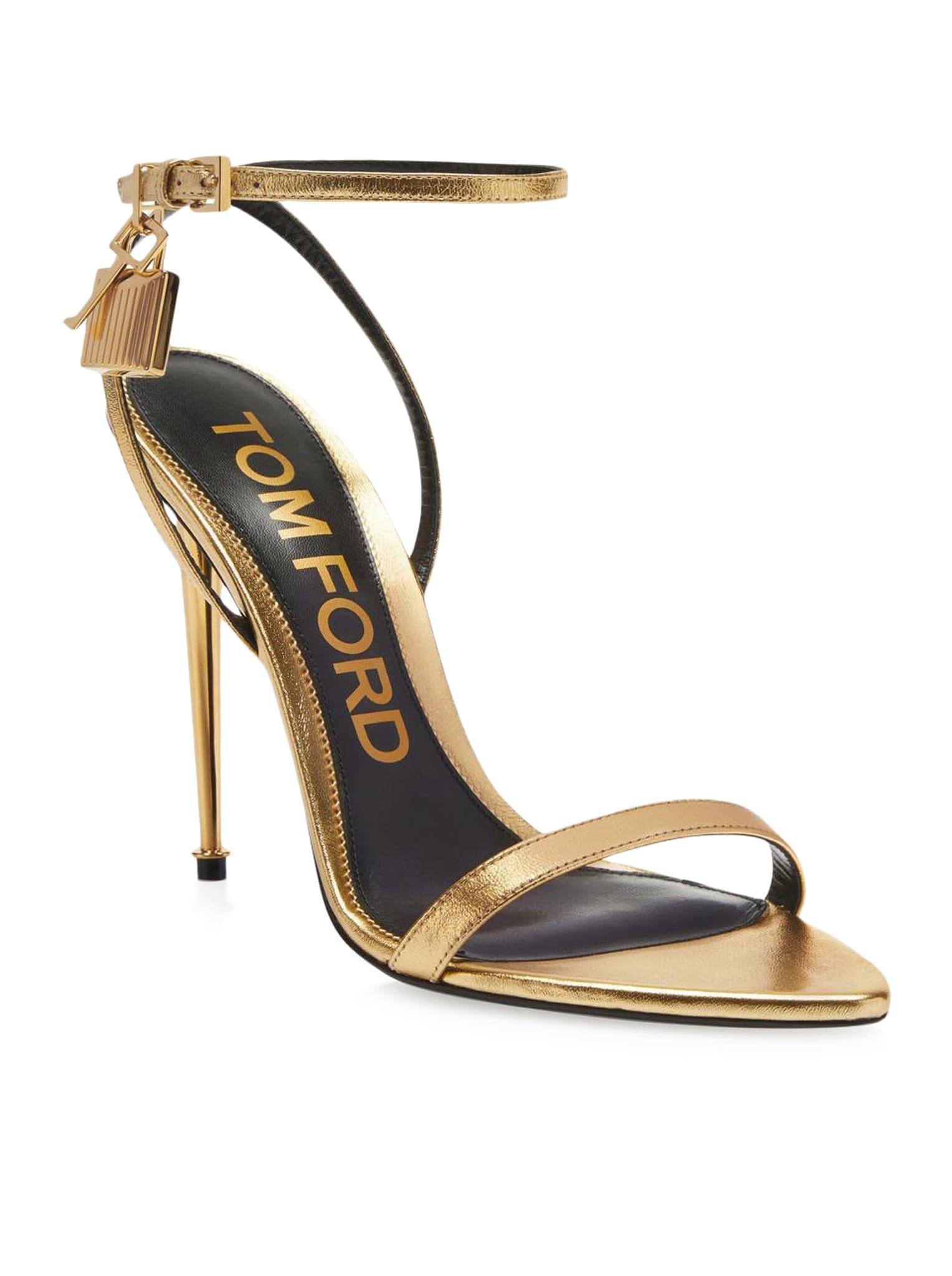 Tom Ford Naked 105 Metallic Leather Point-toe Ankle-strap Sandals | Lyst