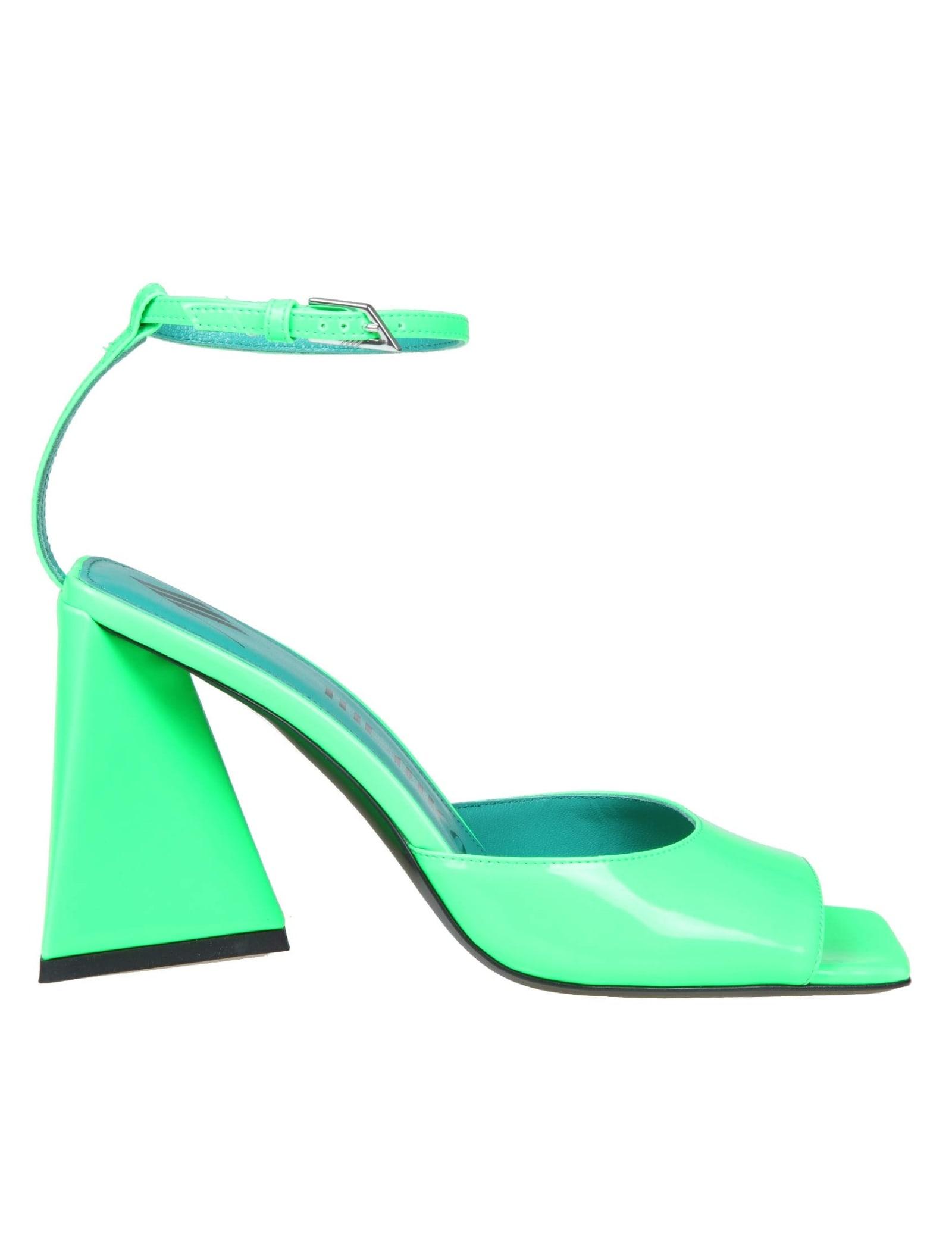 The Attico Piper Sandal In Fluo Emerald Paint in Green | Lyst