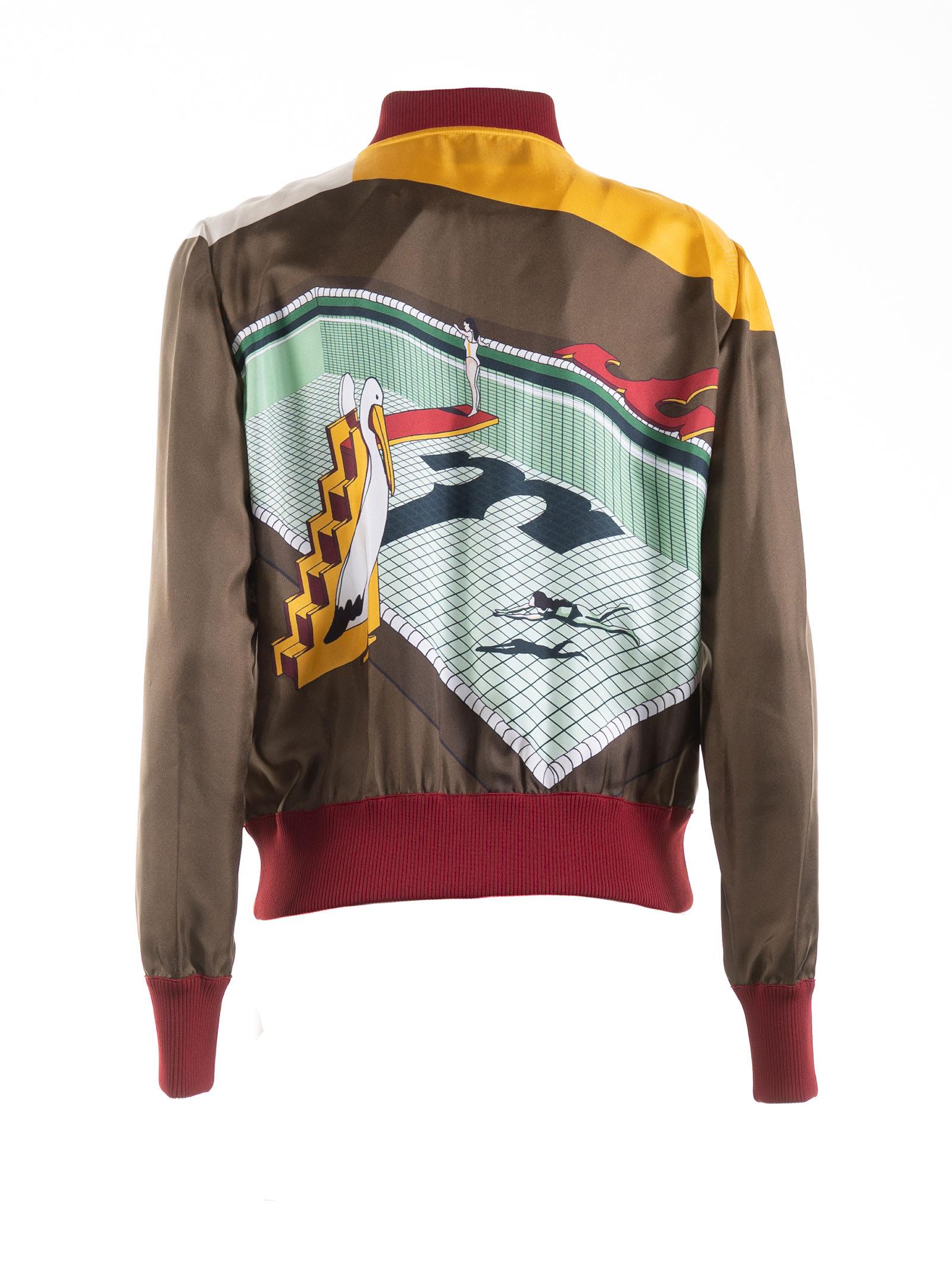 Tory Burch Graphic-printed Zipped Bomber Jacket | Lyst