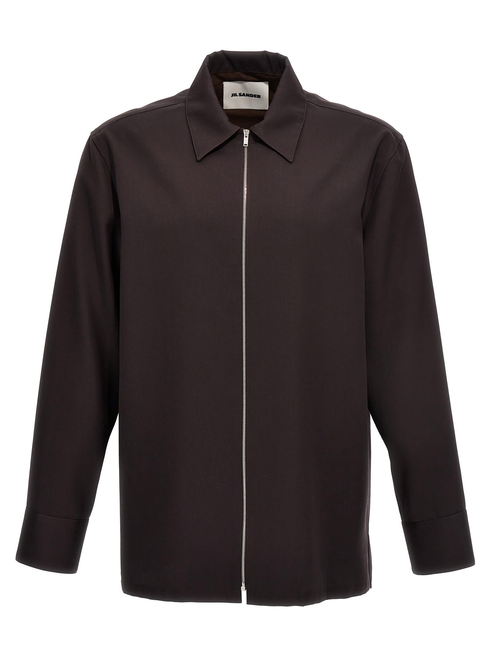 Jil Sander Wool Gabardine Overshirt Shirt, Blouse in Brown 