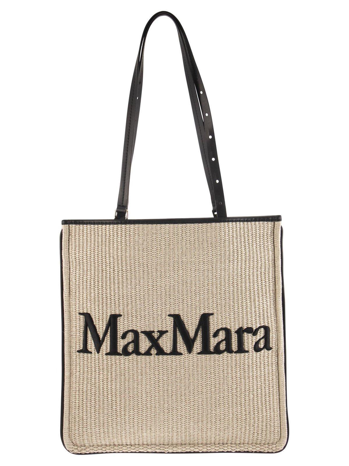 Max Mara Logo-detailed Tote Bag in Natural | Lyst