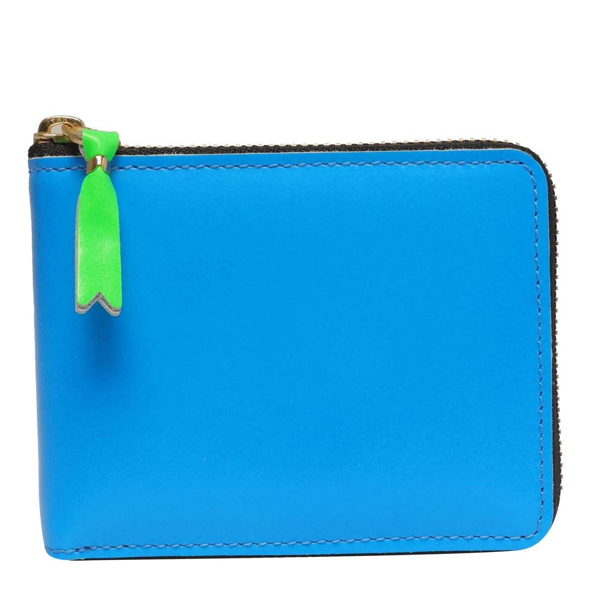 Comme des Garçons Super Fluo Leather Line Wallet in Blue | Lyst
