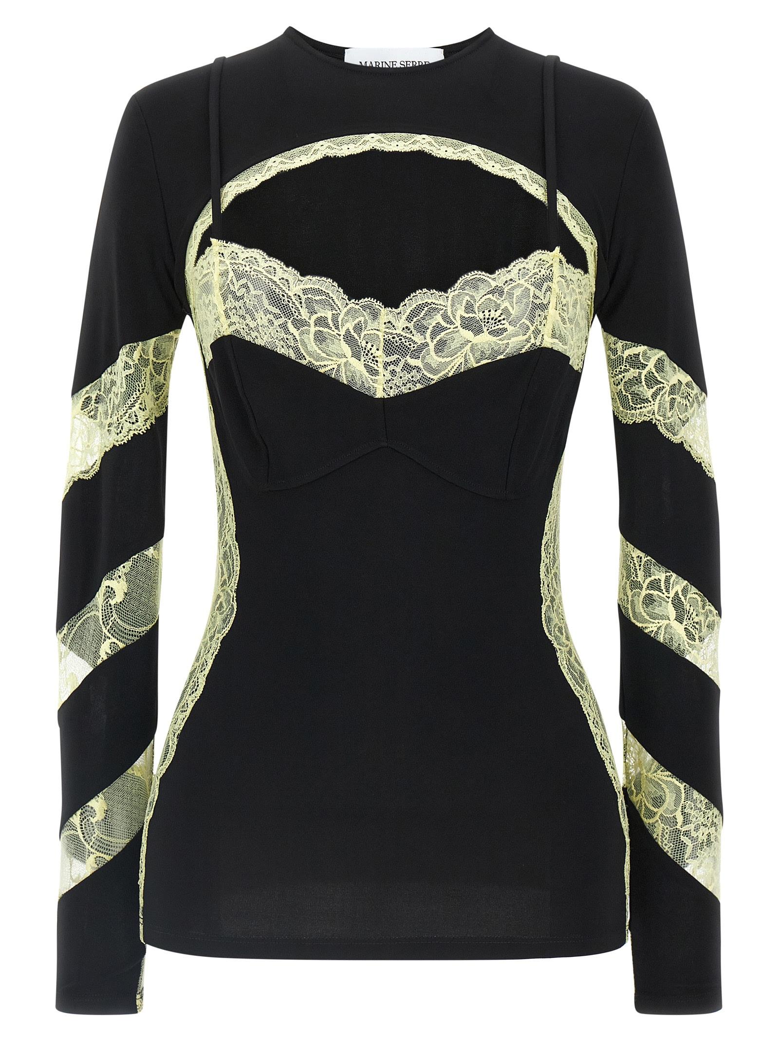トップス MARINE SERRE TROMPE L'OEIL NECKLINE TOP Trompe L'oeil Neckline Top