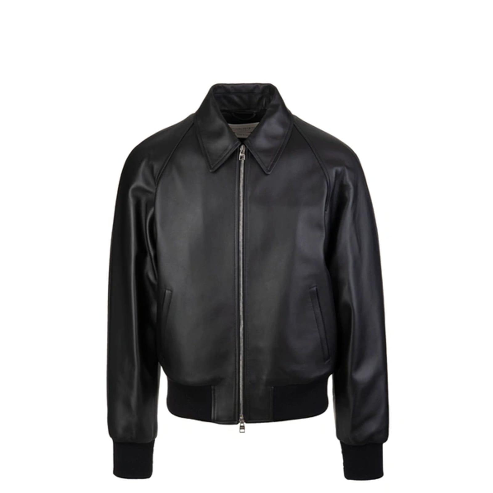 Alexander McQueen Logo Leather Bomber in Black for Men | Lyst