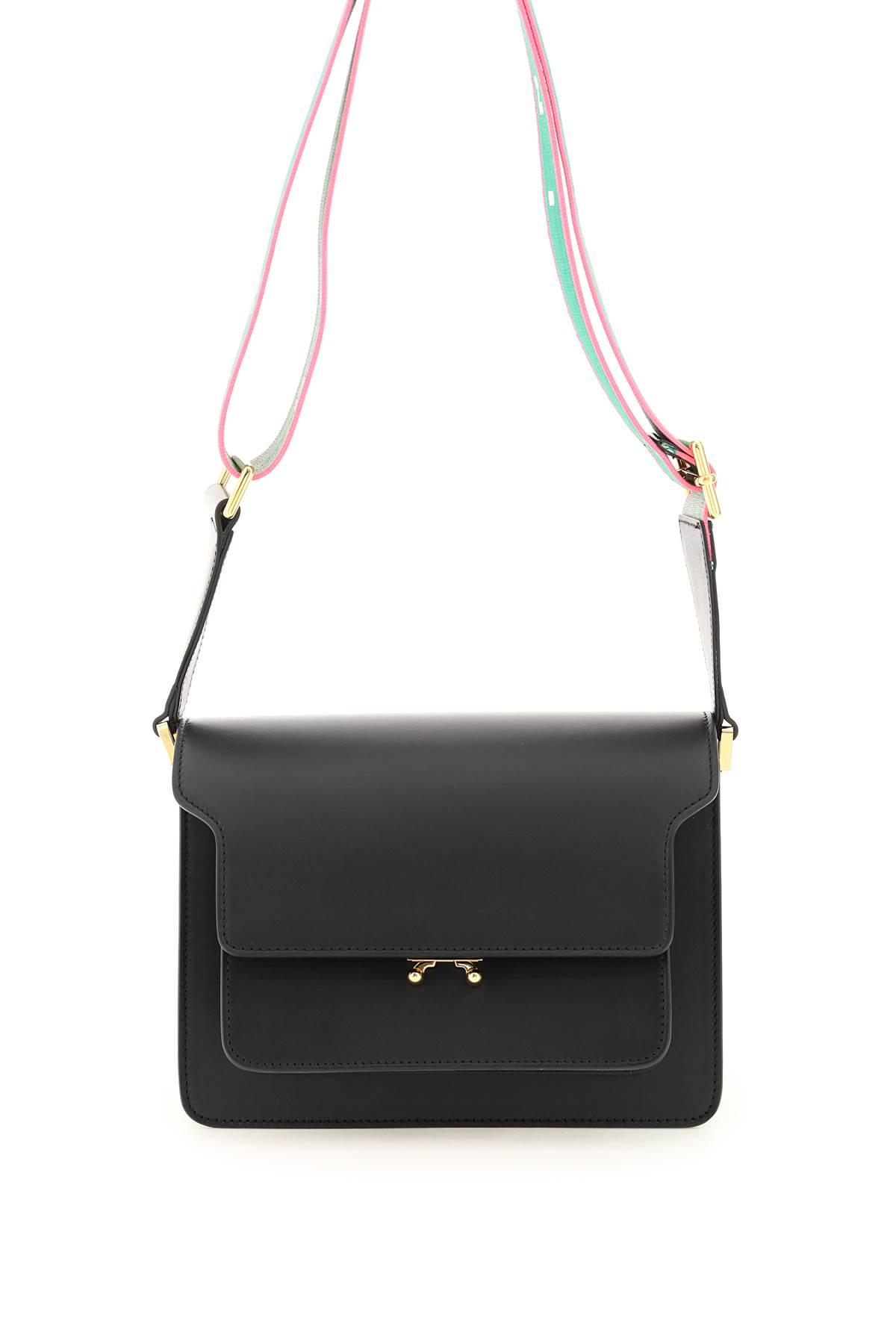 Marni Trunk Medium Bag With Guitar Strap In Black Calf Leather