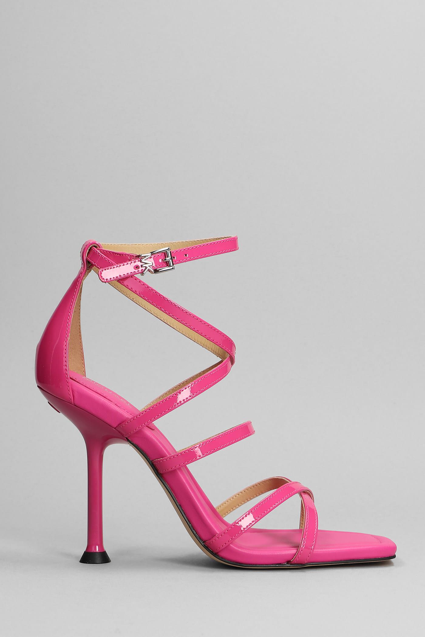 Michael Kors Imani Strappy Sandals In Fuxia Patent Leather in Pink | Lyst