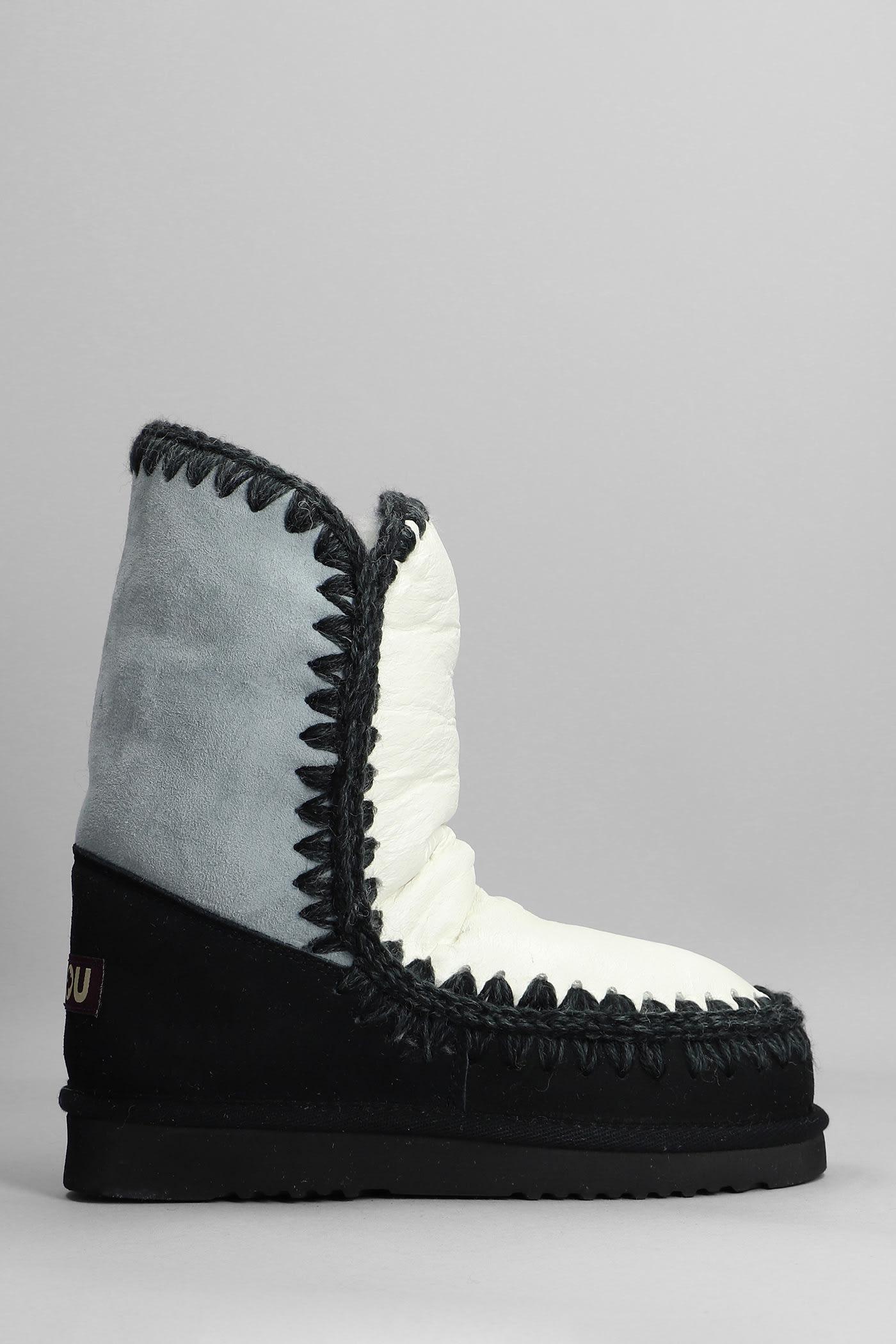 Mou Eskimo 24 Low Heels Ankle Boots In White Suede And Leather in Gray |  Lyst