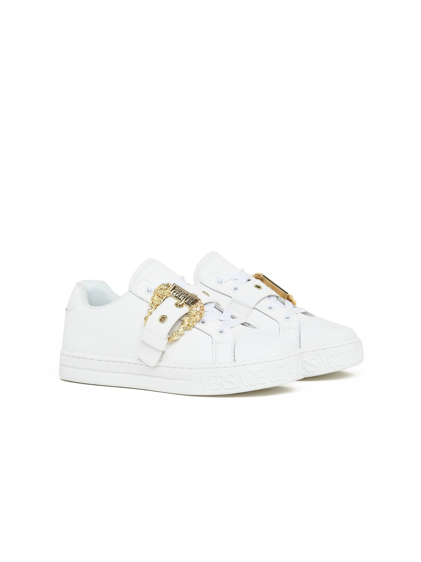 Versace Jeans Couture Jeans Couture Low-top Leather Sneakers With Buckle  Detail in White | Lyst