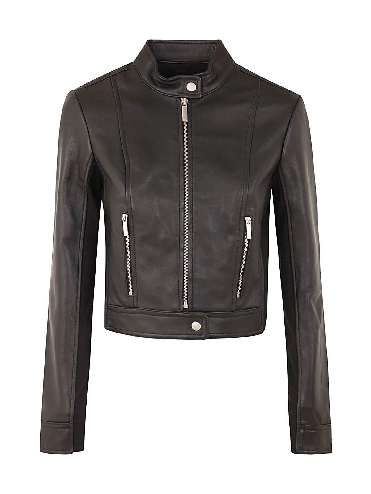 MICHAEL Michael Kors Ponti Combo Leather Jacket in Black | Lyst
