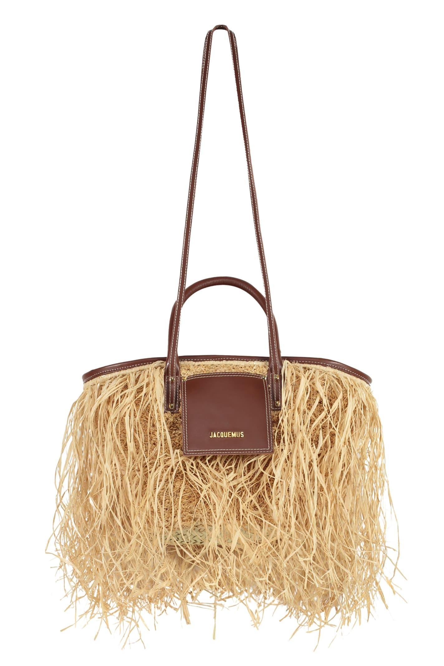 Jacquemus Le Panier Soli Fringed Raffia Tote Bag in Brown | Lyst