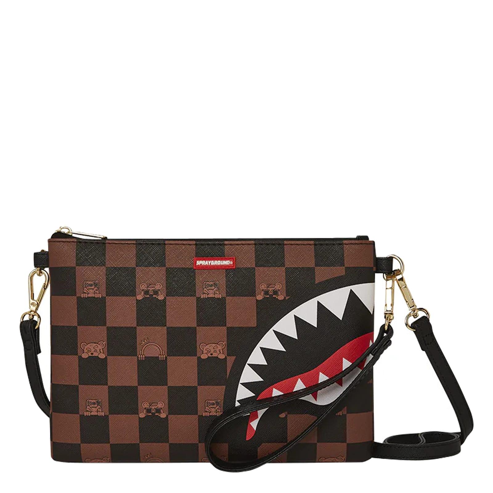 【Sprayground】Pochette Peeking Character Check Sprayground Peeking Character Check Pochette in Black for