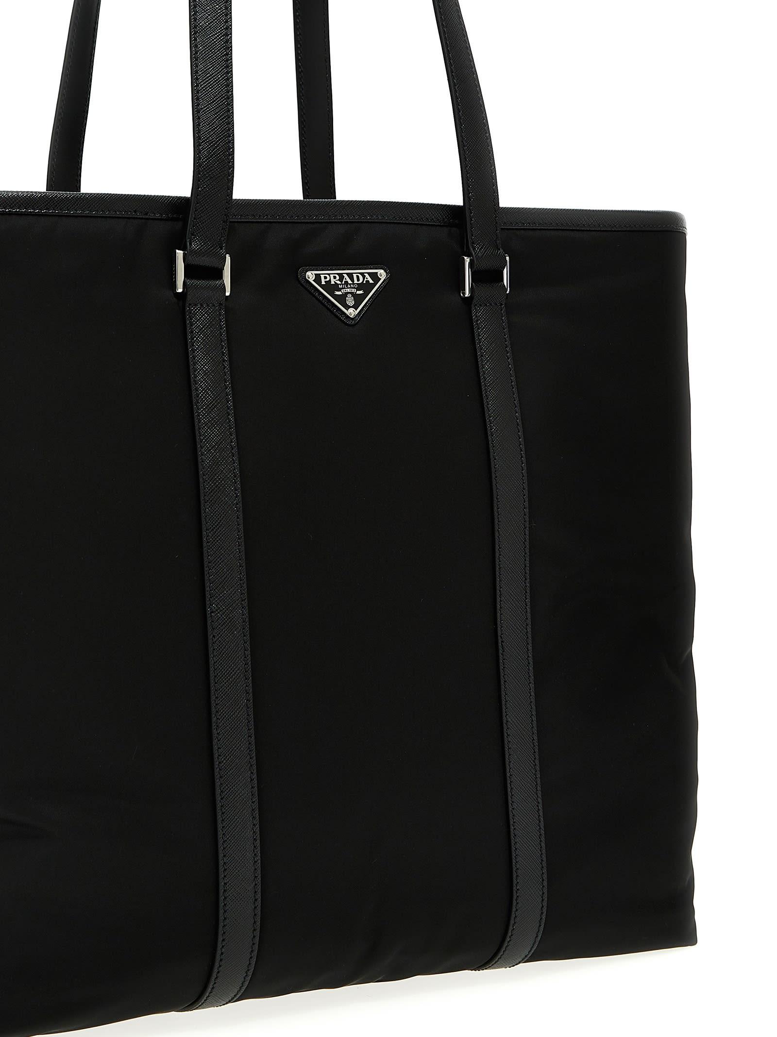 Prada Logo Nylon Shopping Bag in Black for Men | Lyst