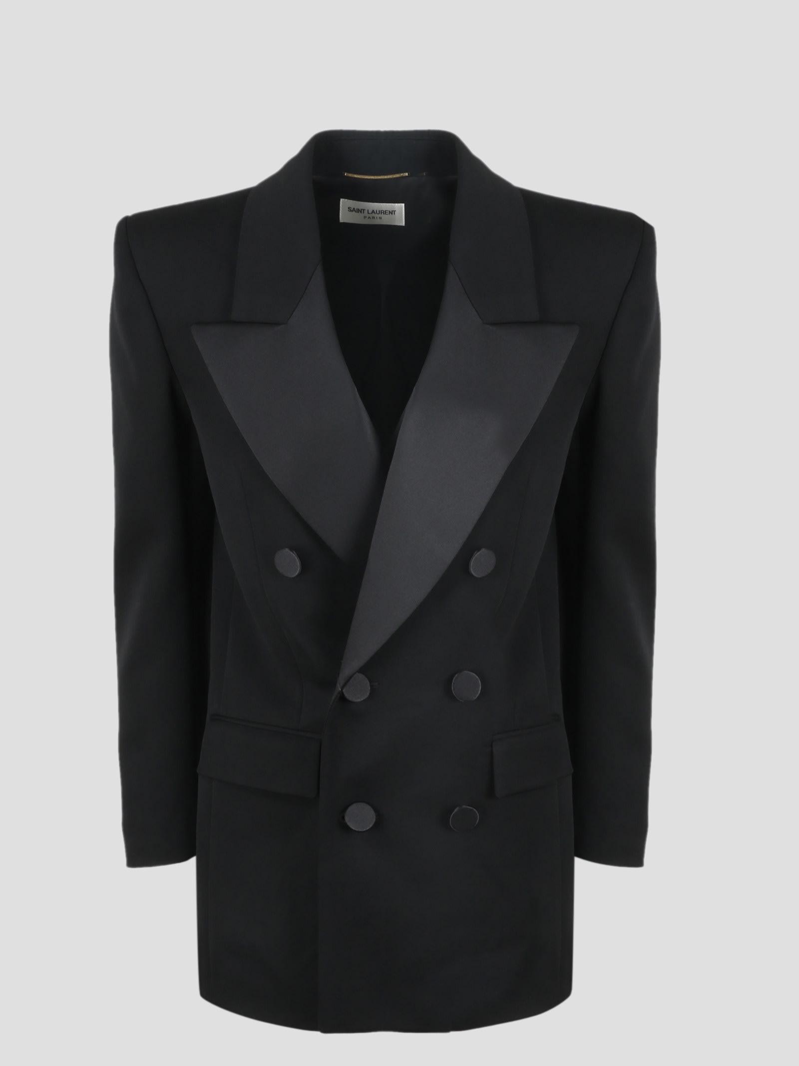 Saint Laurent Double-breasted Tuxedo Jacket in Black | Lyst