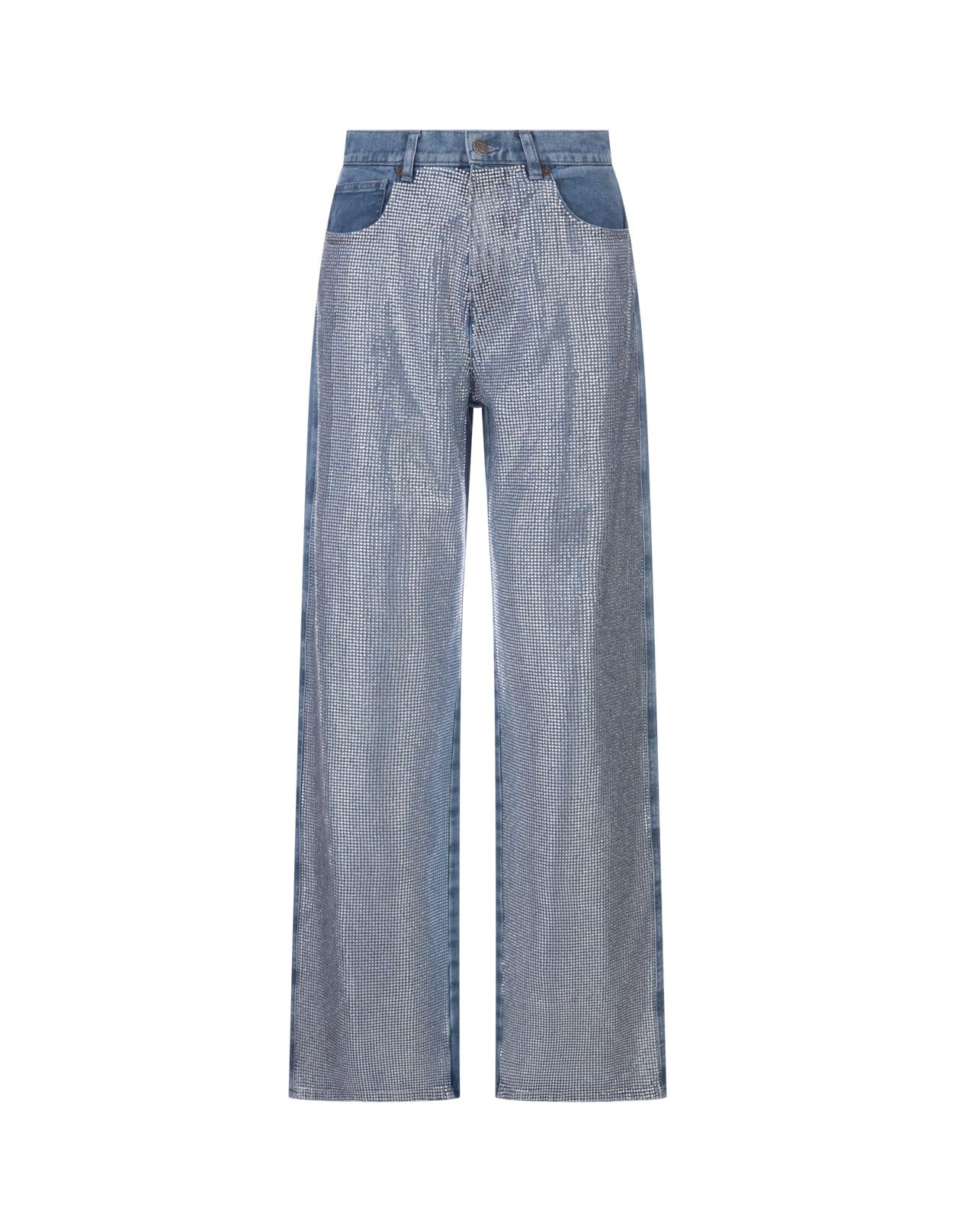 GIUSEPPE DI MORABITO Blue Flare Fit Jeans With Crystals | Lyst