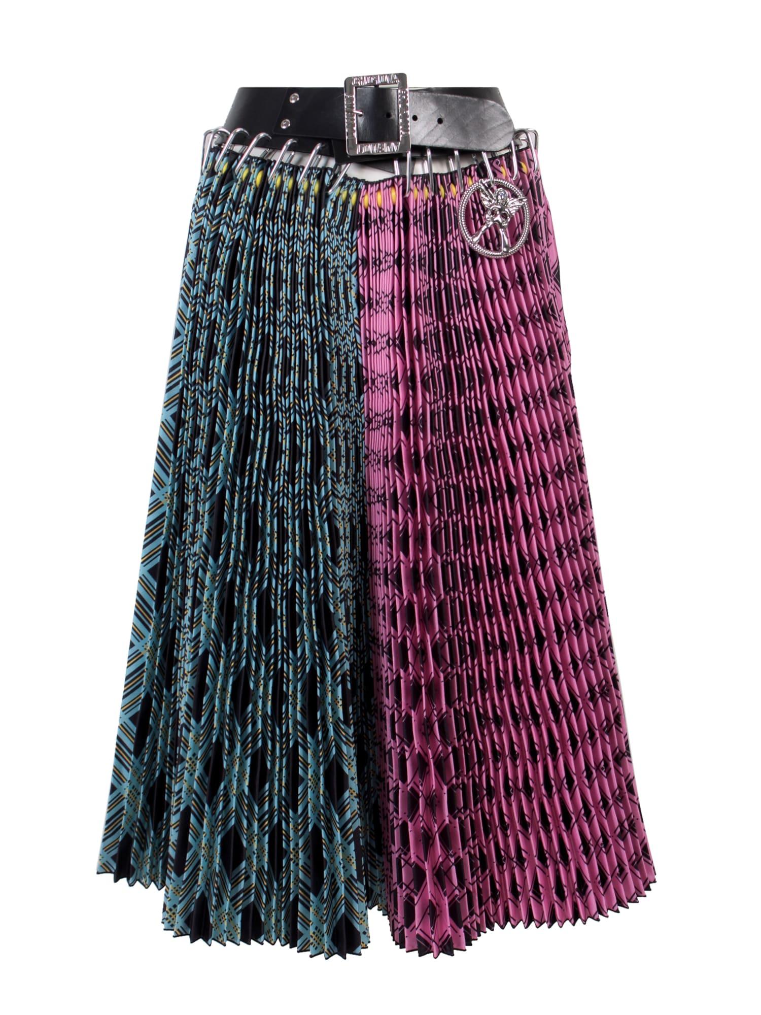 Chopova Lowena Green amp; Red Wood Midi Skirt