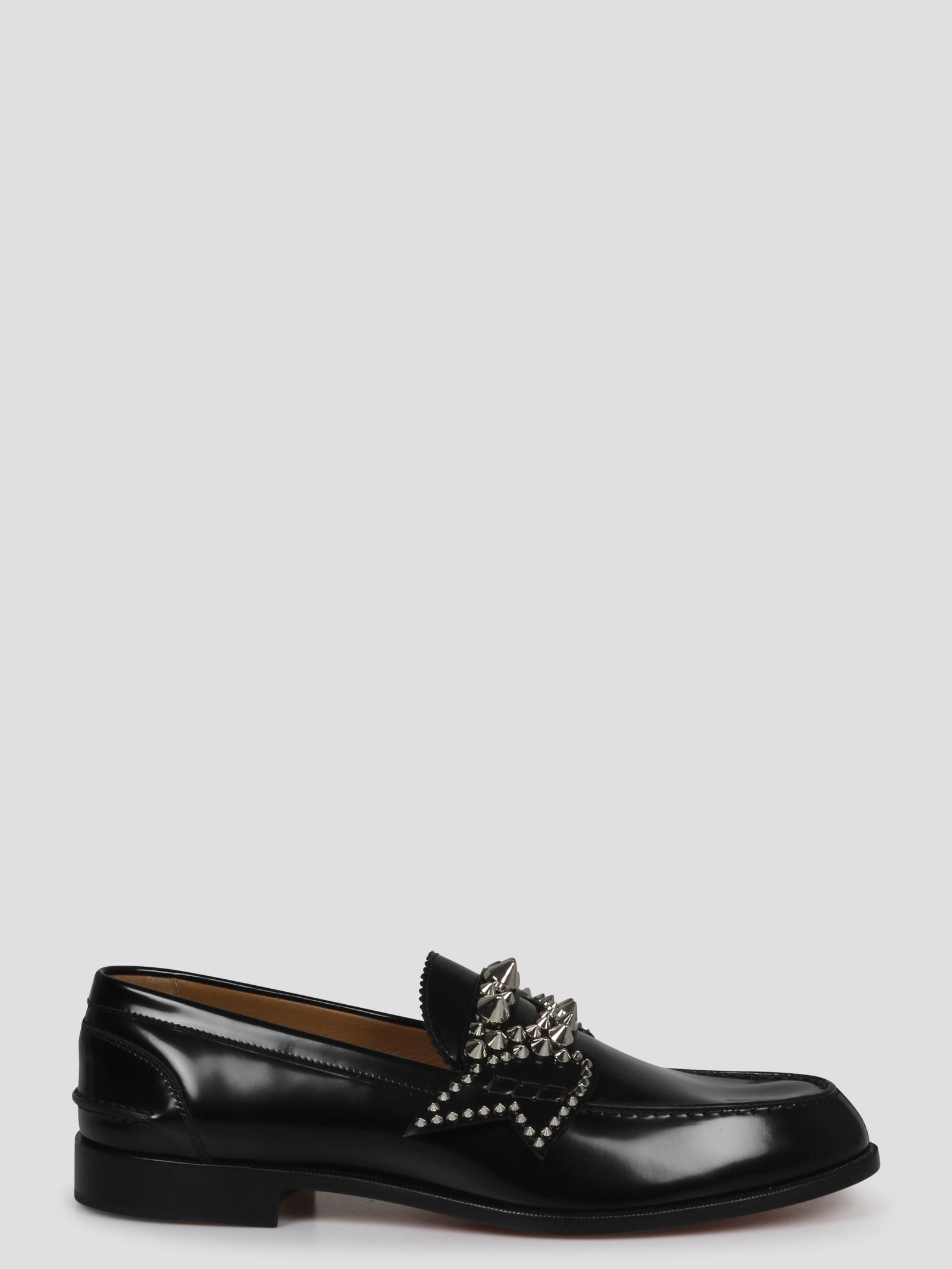 Christian Louboutin Black Studded Slip-On Loafers Christian Louboutin Black Suede Spike Loafers Size 42.5  main image 2