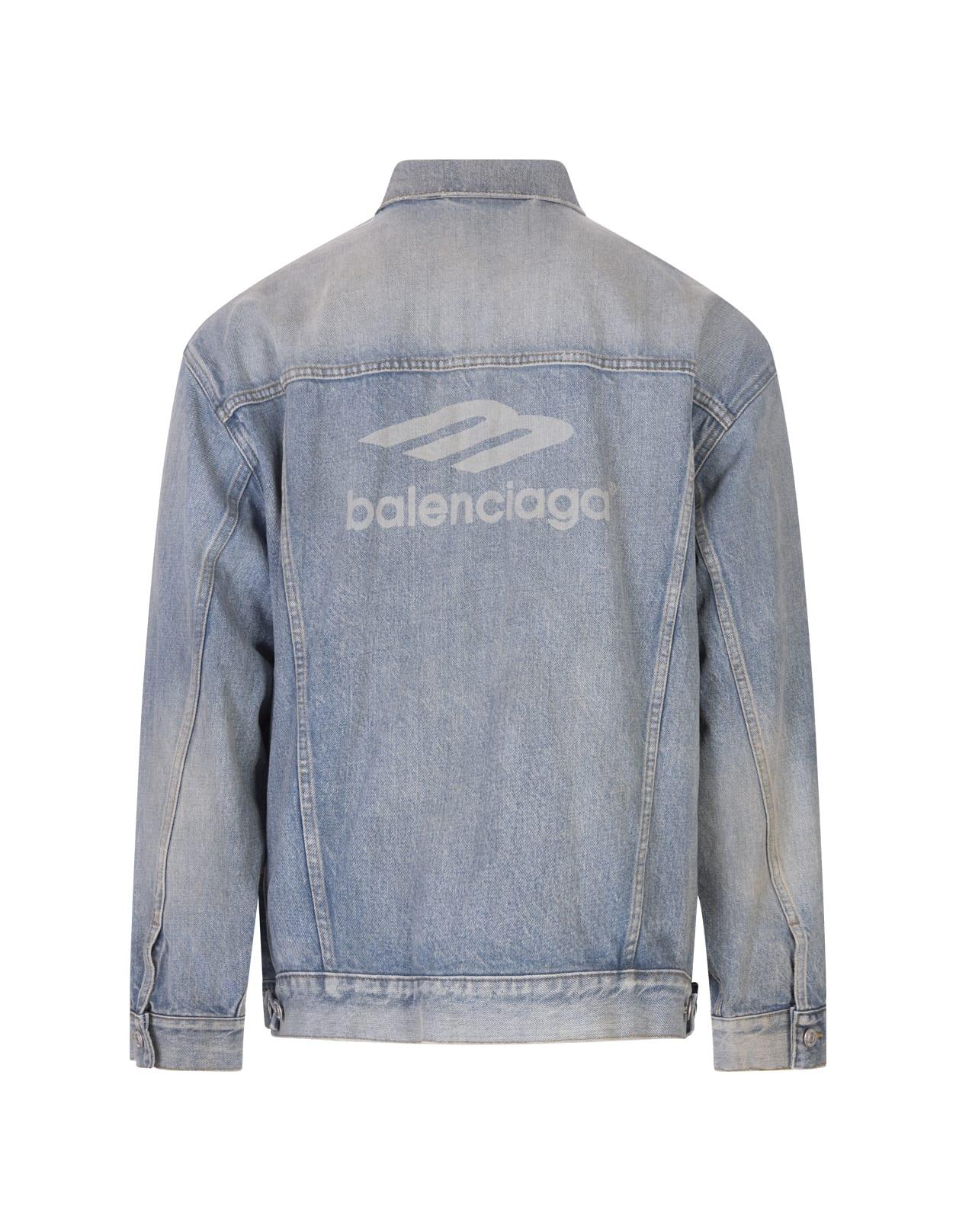 Balenciaga 3b Sports Large Fit Jacket In Light Blue Japanese Denim for Men  | Lyst