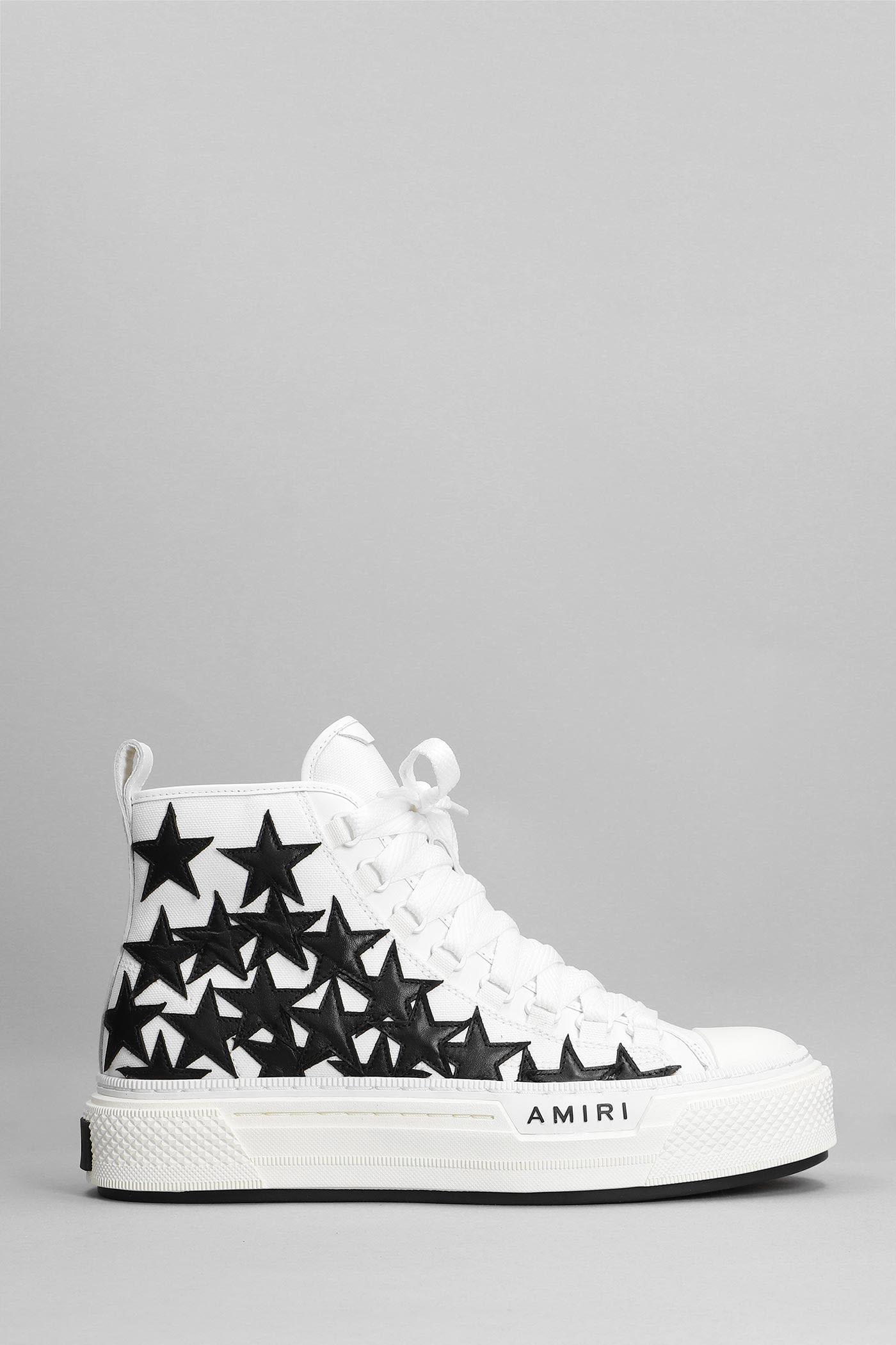 Amiri Stars Court Hi Sneakers In White Canvas for Men | Lyst