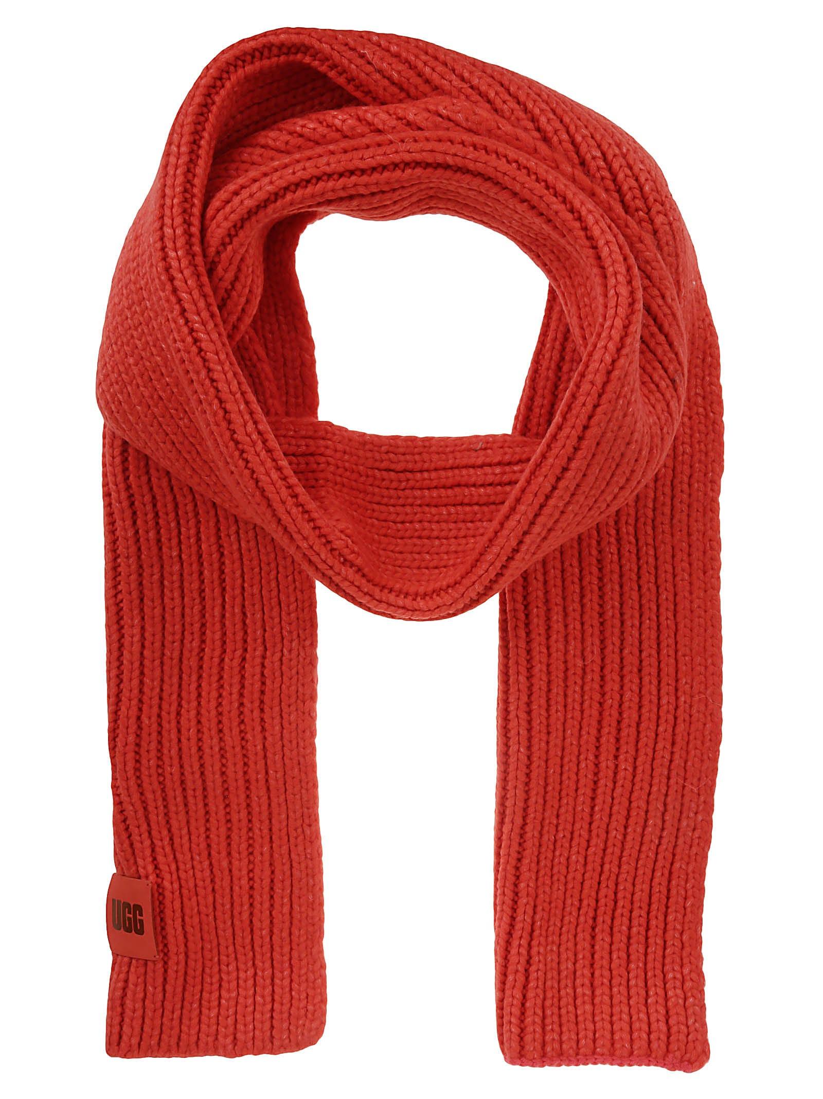 UGG W Chunky Rib Knit Scarf Ignite in Red | Lyst