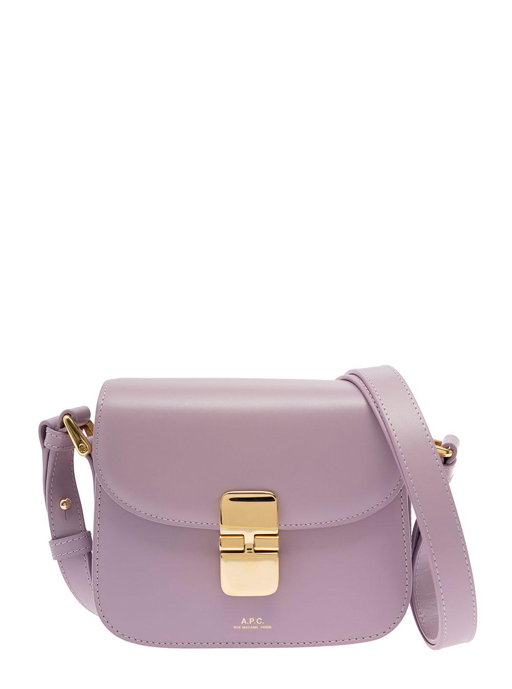 A.P.C. 'grace' Light Purple Shoulder Bag With Buckle And Embossed Logo ...