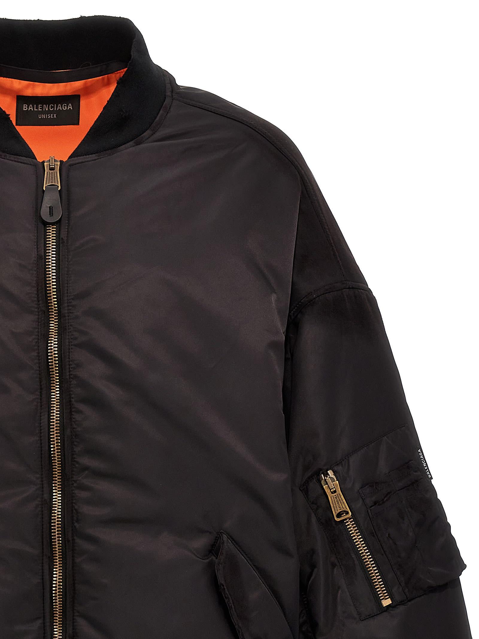 Balenciaga 'Off Shoulder' Bomber Jacket in Black | Lyst