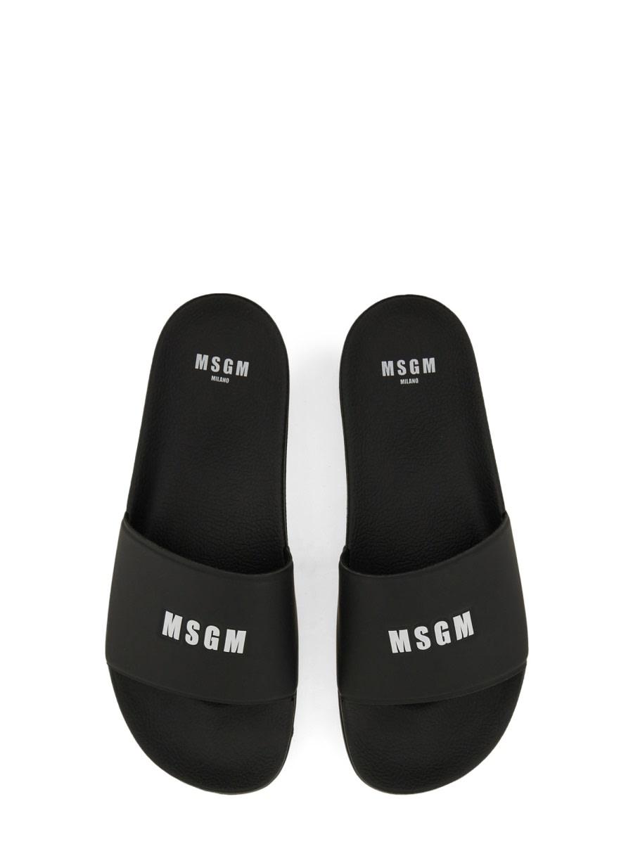 サンダル MSGM SLIDE SANDAL WITH LOGO MSGM - MSGMロゴ サンダル - LOGO POOL SLIDE - BLACK | ADDICT
