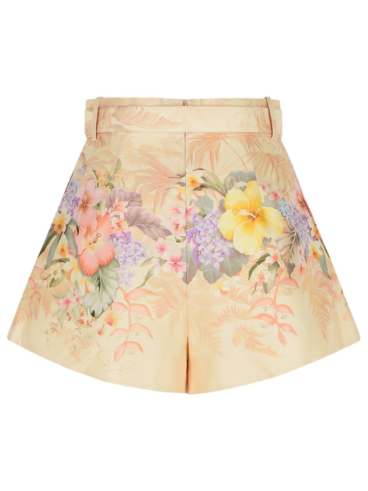 Zimmermann 'Illuminate' Ivory Silk Blend Shorts in Natural