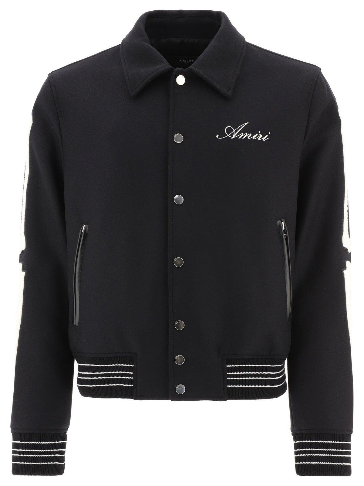Amiri Bones Buttoned Varsity Jacket in Black for Men | Lyst