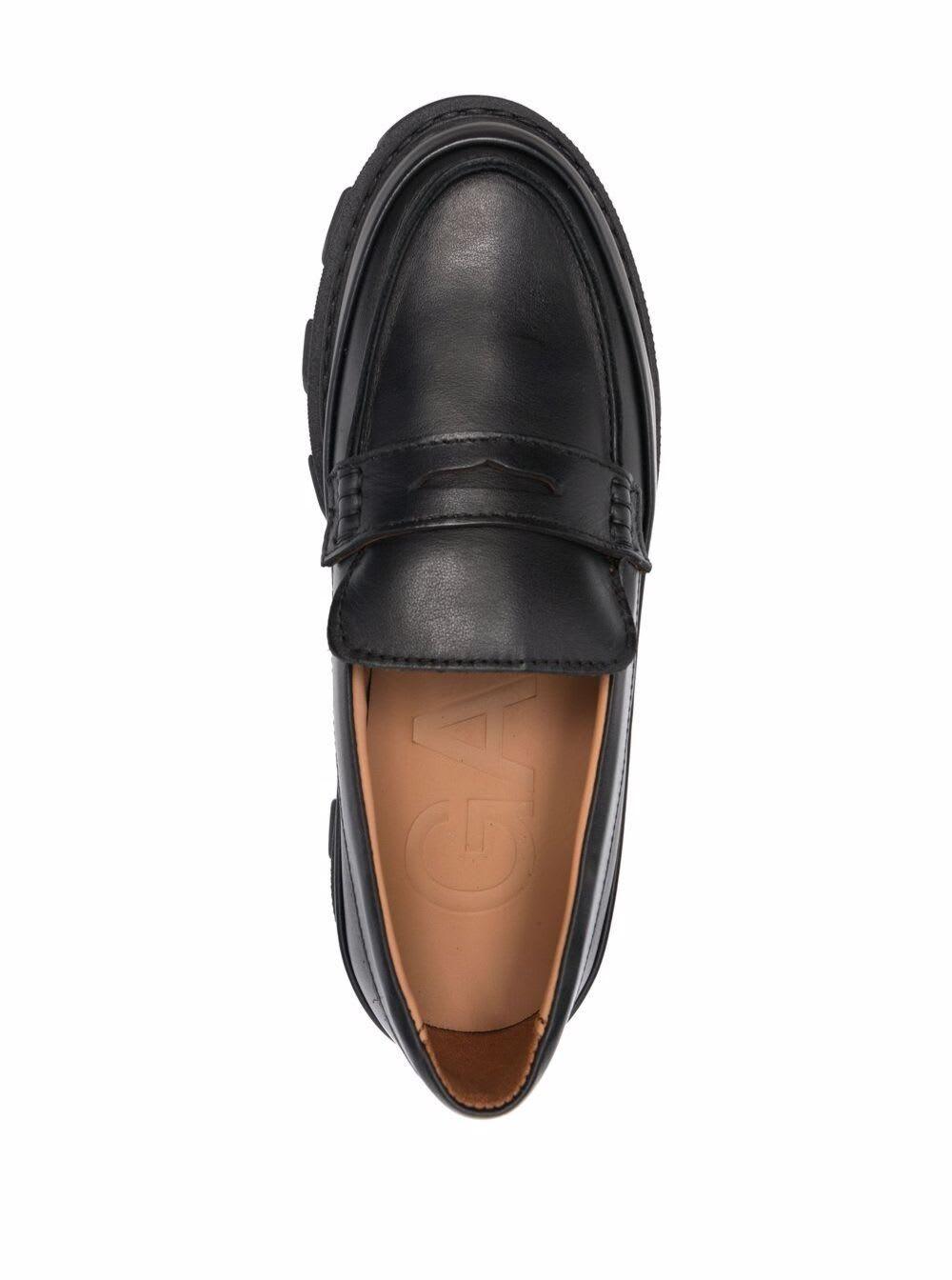 Ganni Leather Chunky-sole Loafers in 