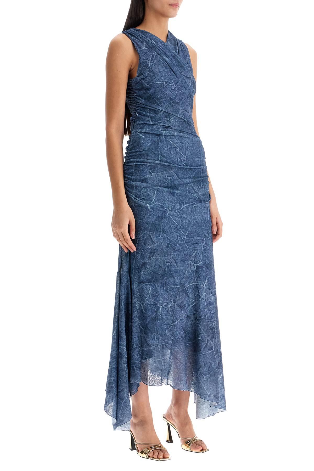 ganni printed ruched mesh maxi dress Ganni Leopard Print Midi Dress