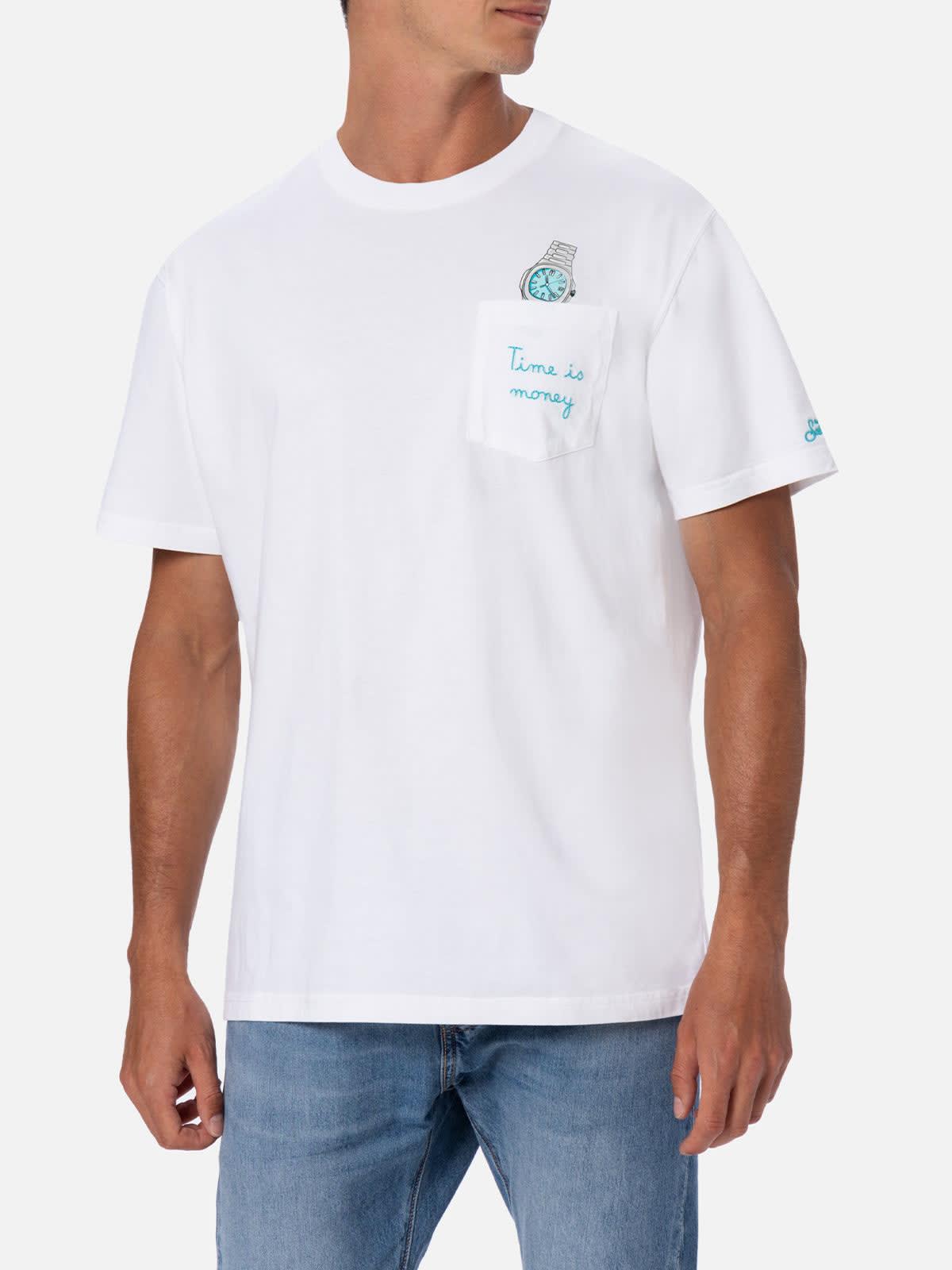 Mc2 Saint Barth Cotton T-Shirt Austin With Watch Print And