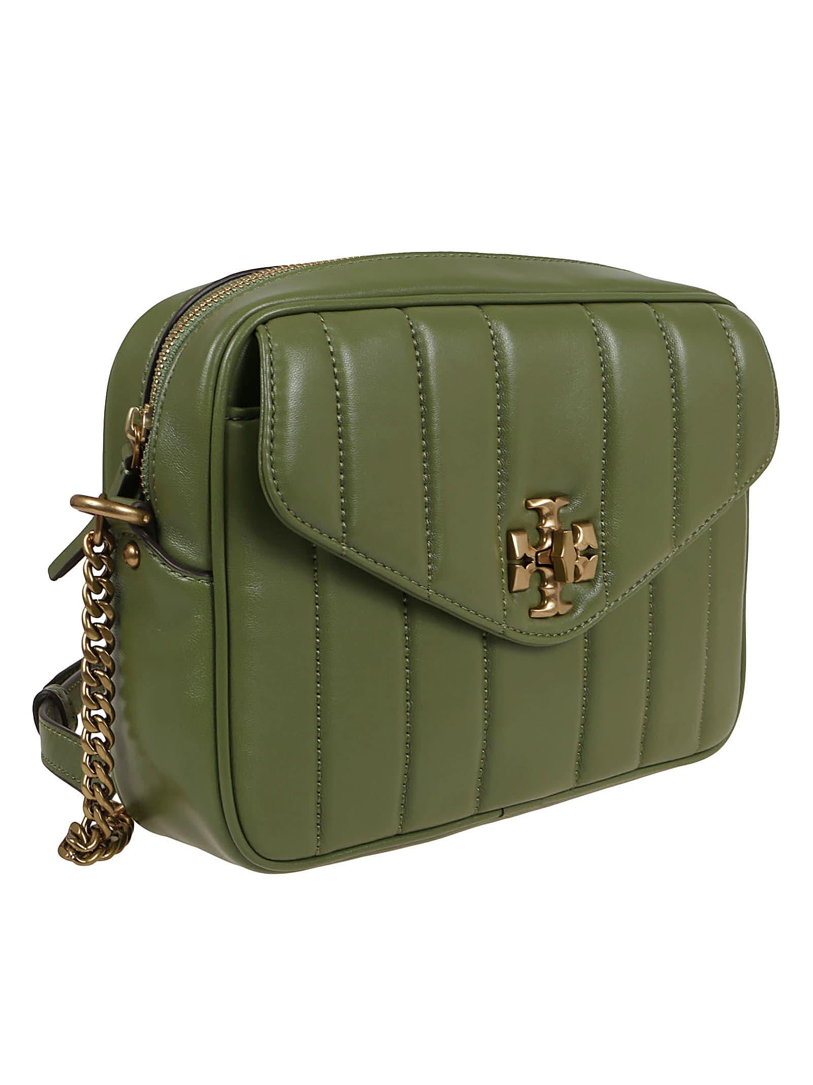 Tory Burch Kira Quilted Logo Plaque Camera Bag in Green