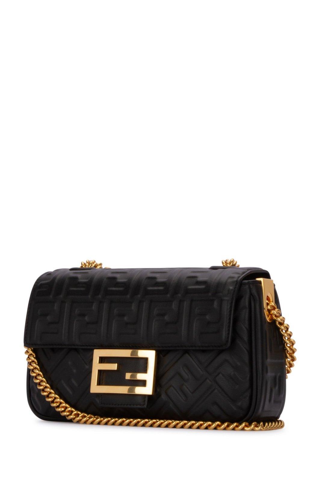 Fendi Baguette Bag In Nappa Leather With Embossed Ff Monogram in Black |  Lyst