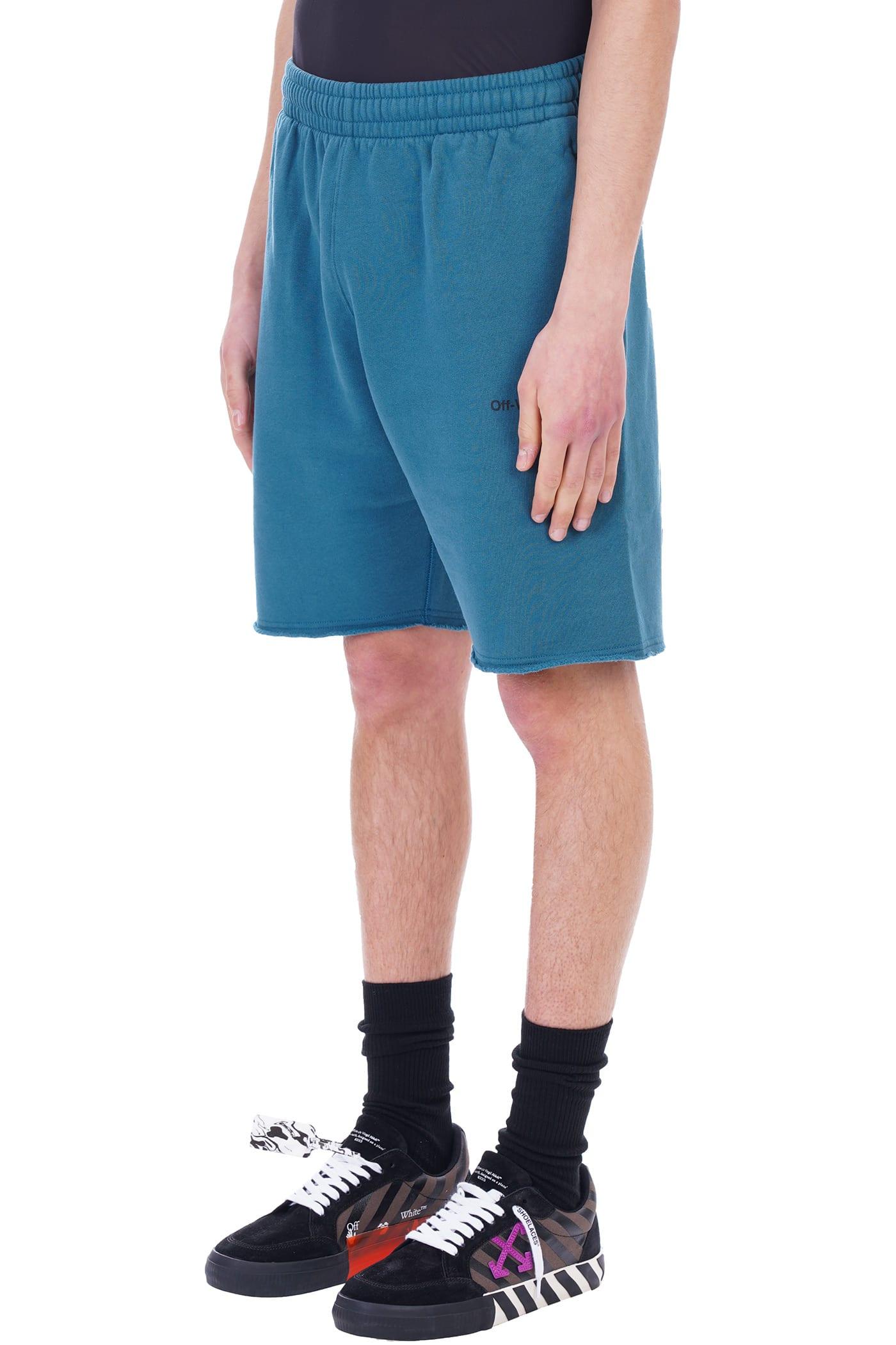Blue Off-White c/o Virgil Abloh Shorts In Cotton in Green Save 49% for Men Mens Clothing Shorts Casual shorts 