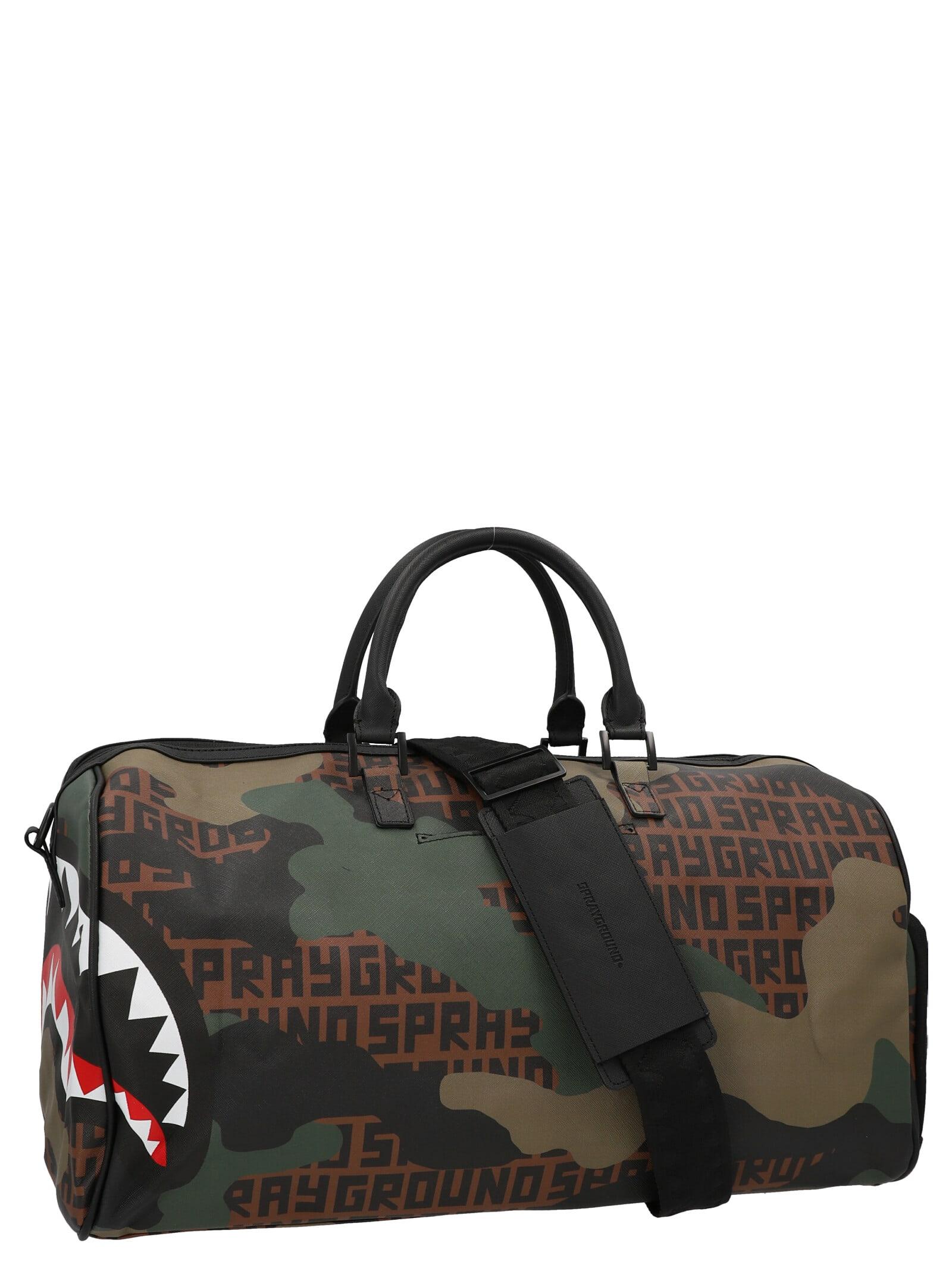 Sprayground Camo Branded Duffle Bag in Black for Men