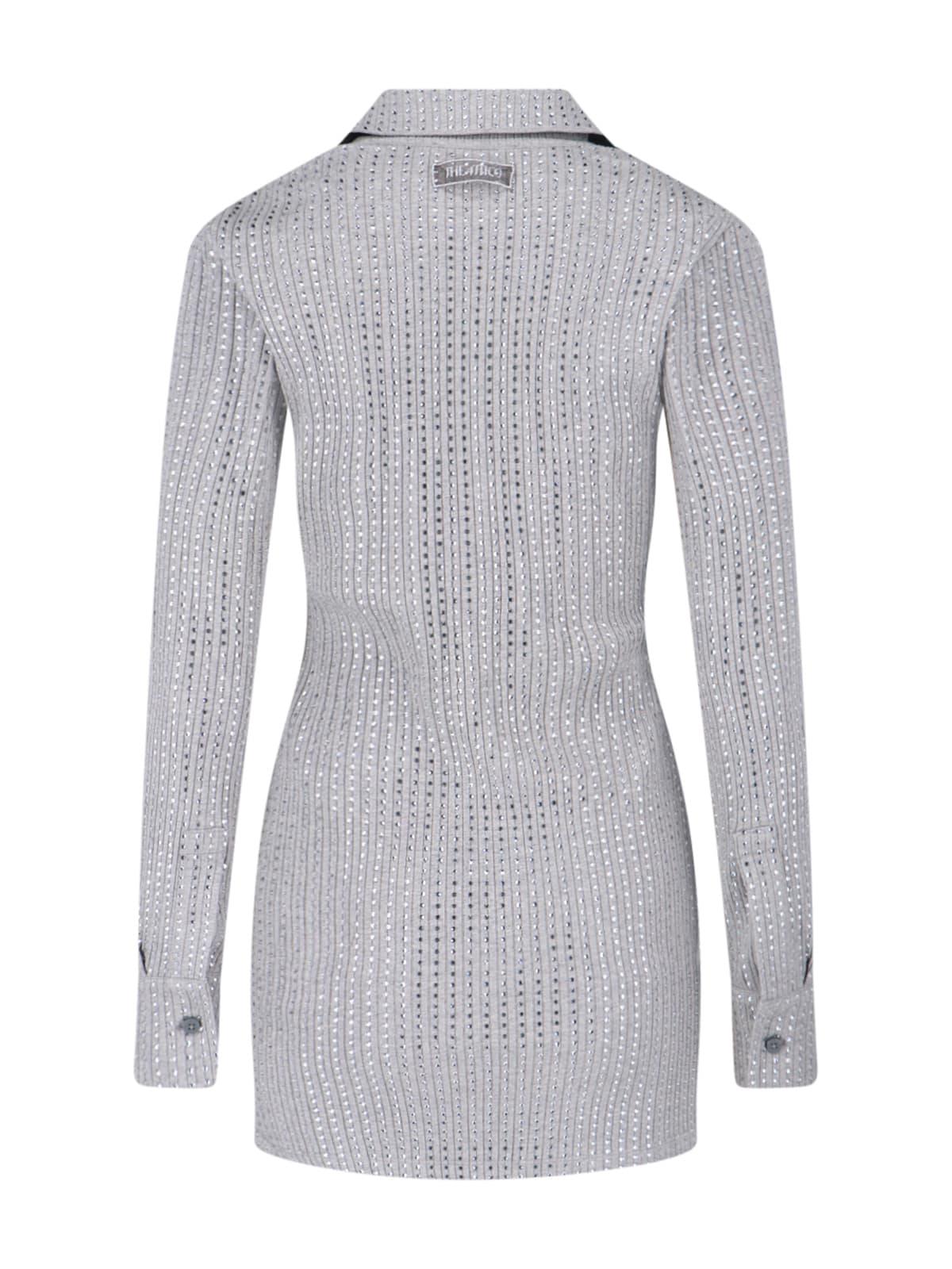 スカート THE ATTICO Rhinestone dress Gray The Attico crystal-embellished semi-sheer Dress | Grey